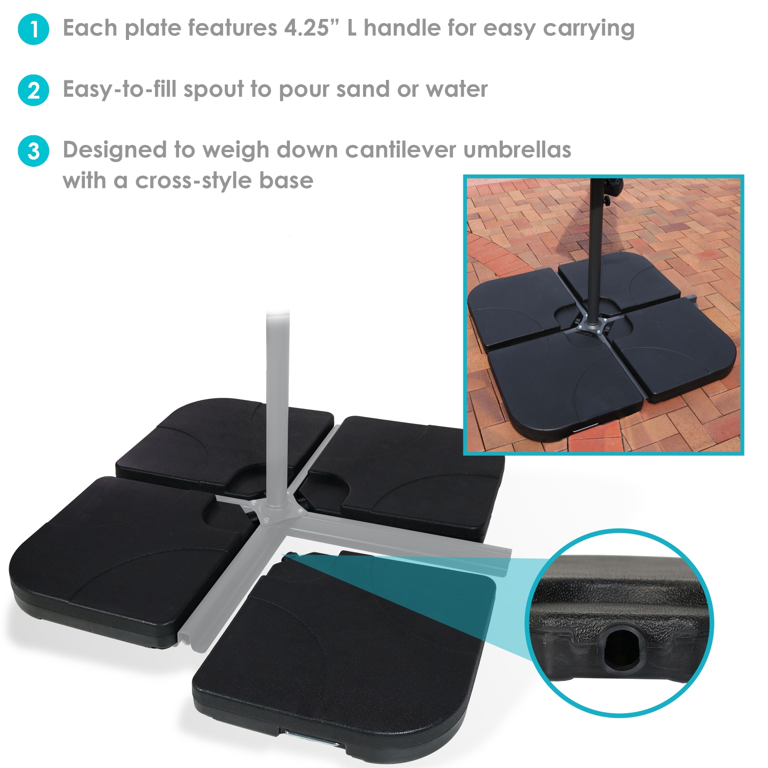 Sunnydaze Sand or Water Square Cantilever Offset Patio Umbrella Base Plates