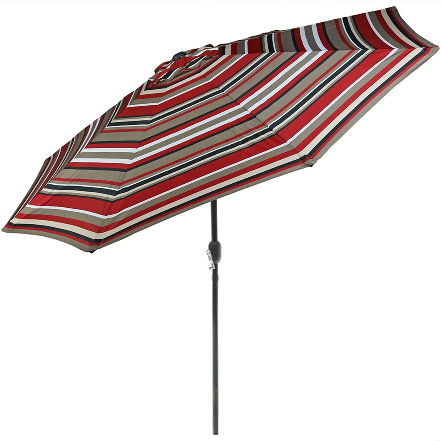 Sunnydaze – parasol de patio en aluminium de 9 pi avec manivelle et inclinaison – rayé auvent