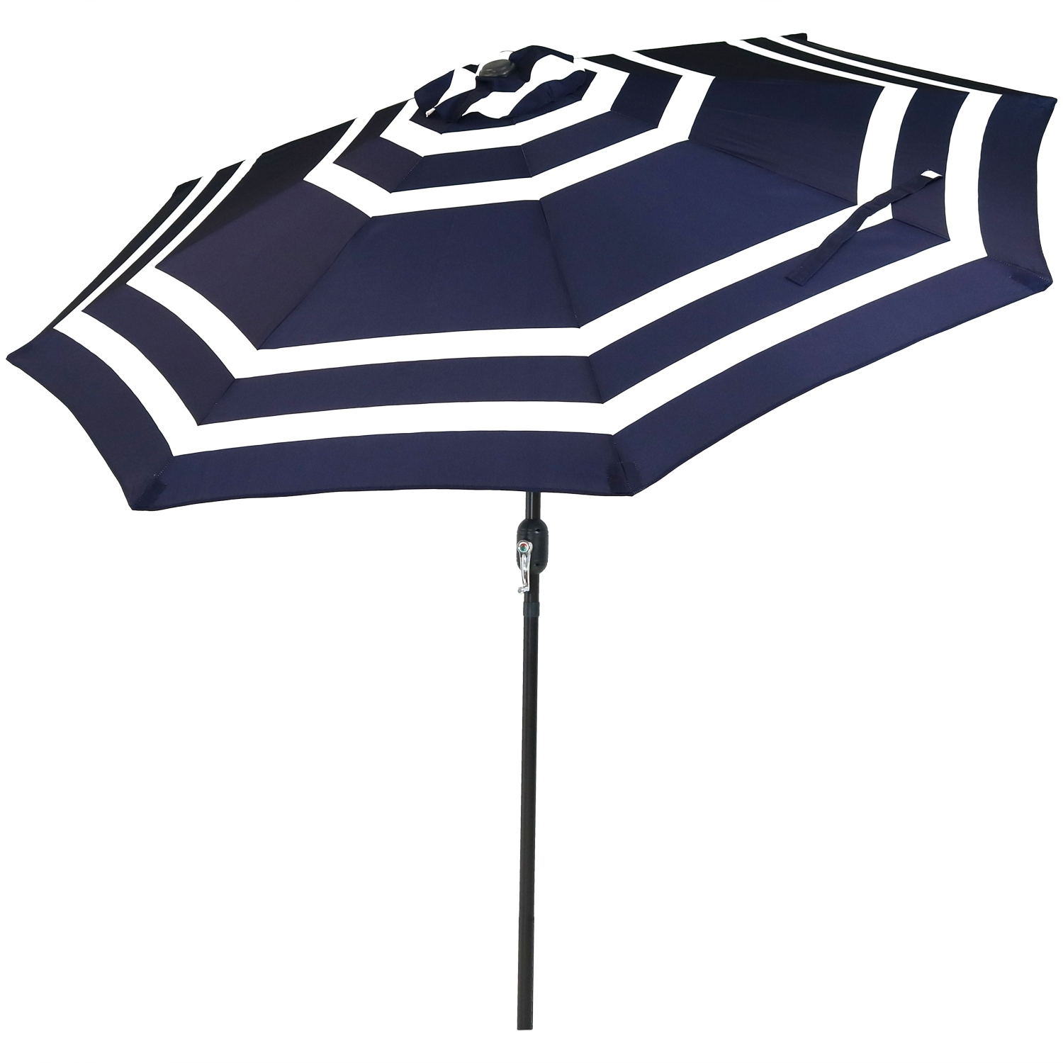 Sunnydaze 9 ft Aluminum Patio Umbrella with Tilt and Crank - Navy Stripe