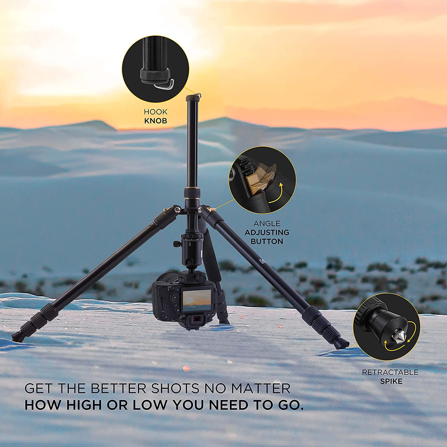 KODAK Photo Gear 63” Tripod & Monopod, 2-in-1 Camera Stand with Ball Head & Remote Control, Black