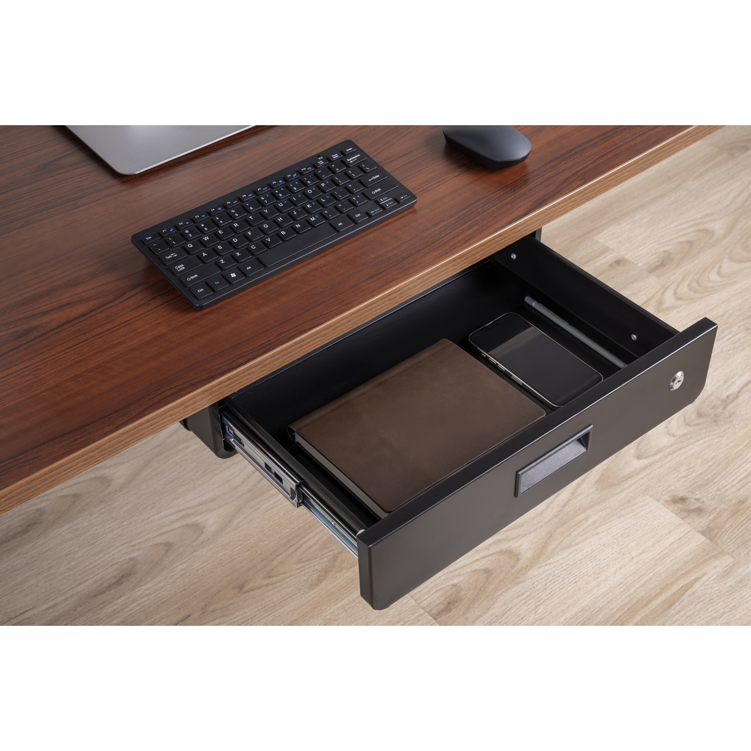 Tiroir coulissant sous le bureau compact avec serrure à clé UDD48 de Boost Industries - 18 po de largeur