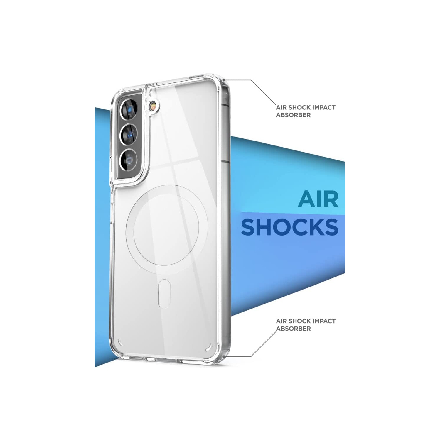 【CSmart】 Étui arrière de charge magnétique sans fil hybride compatible MagSafe pour Samsung Galaxy S23 Plus, transparent