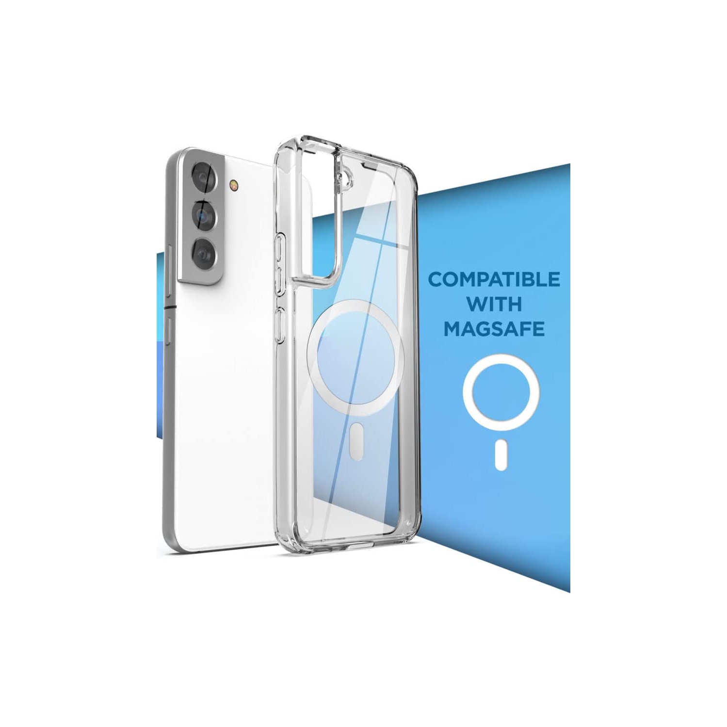 【CSmart】 Étui arrière de charge magnétique sans fil hybride compatible MagSafe pour Samsung Galaxy S23 Plus, transparent