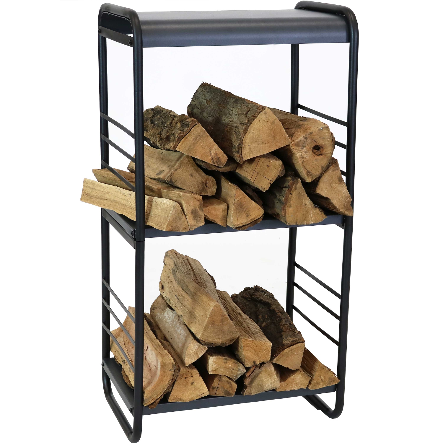 Sunnydaze 36.5 in Modern Rounded Edge Iron and Steel Firewood Log Rack