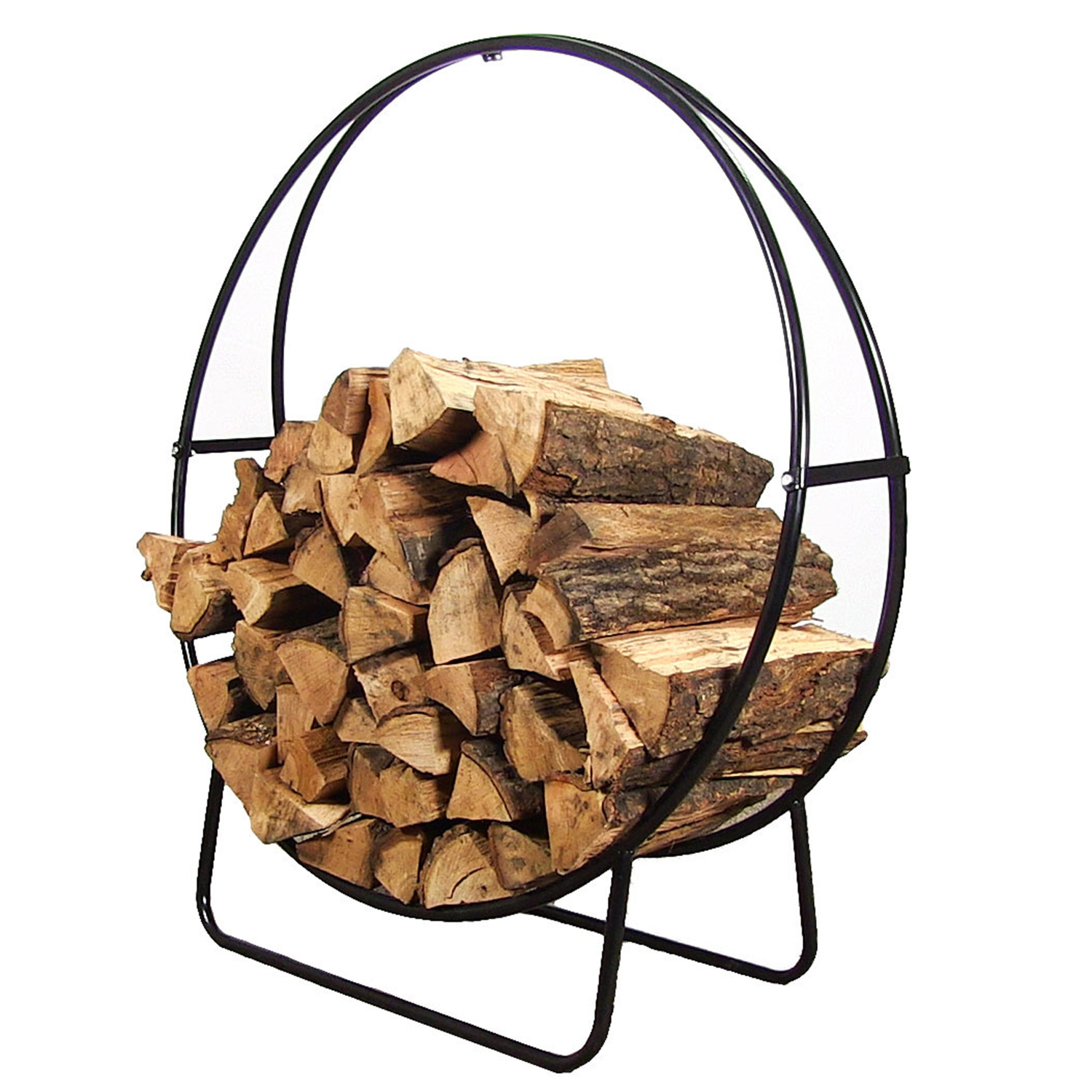 Sunnydaze 48 in Black Powder-Coated Steel Firewood Log Hoop Rack