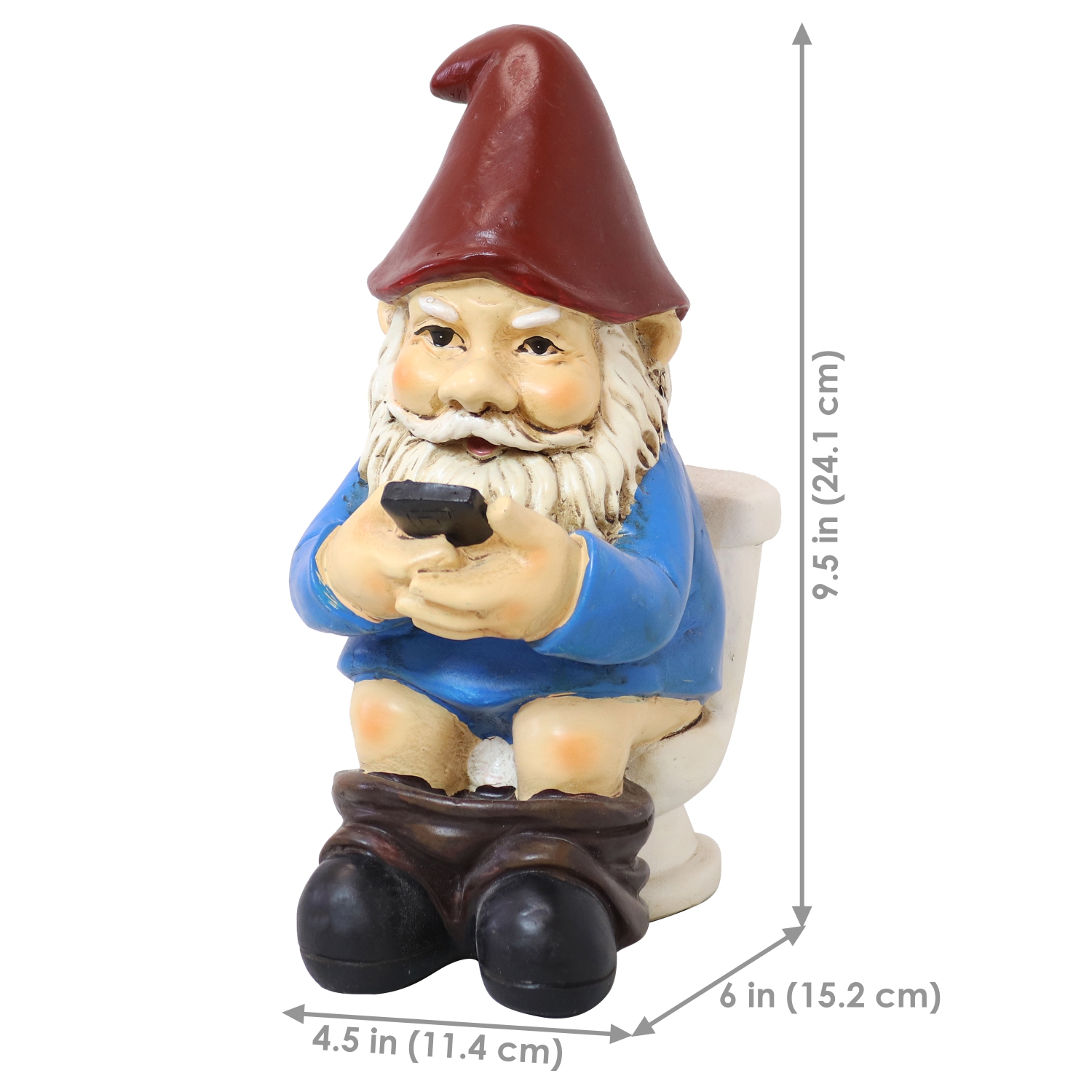 Sunnydaze Cody Reading a Phone on the Throne Outdoor Garden Gnome - 9.5 in