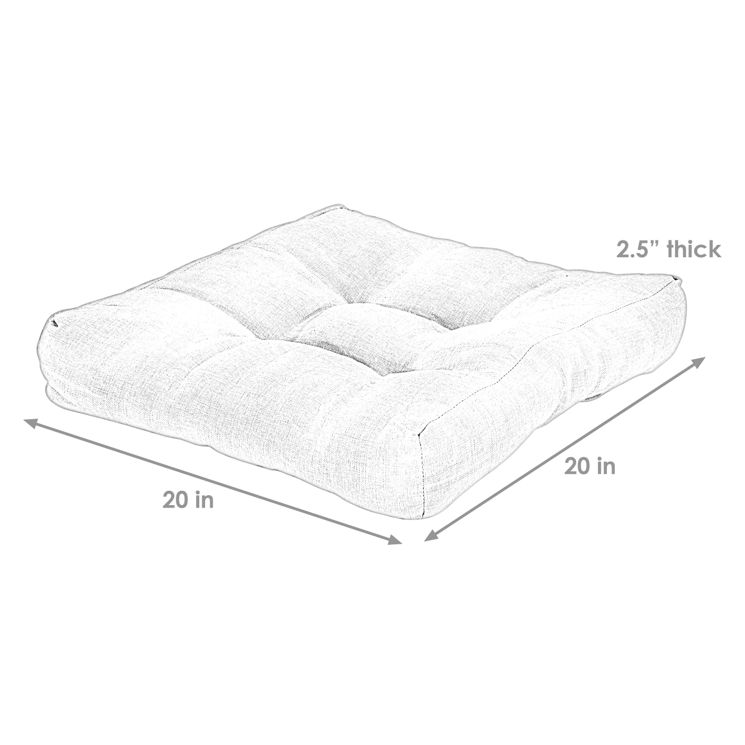 Sunnydaze Outdoor Square Tufted Seat Cushion - Neutral Stripes - Set of 2