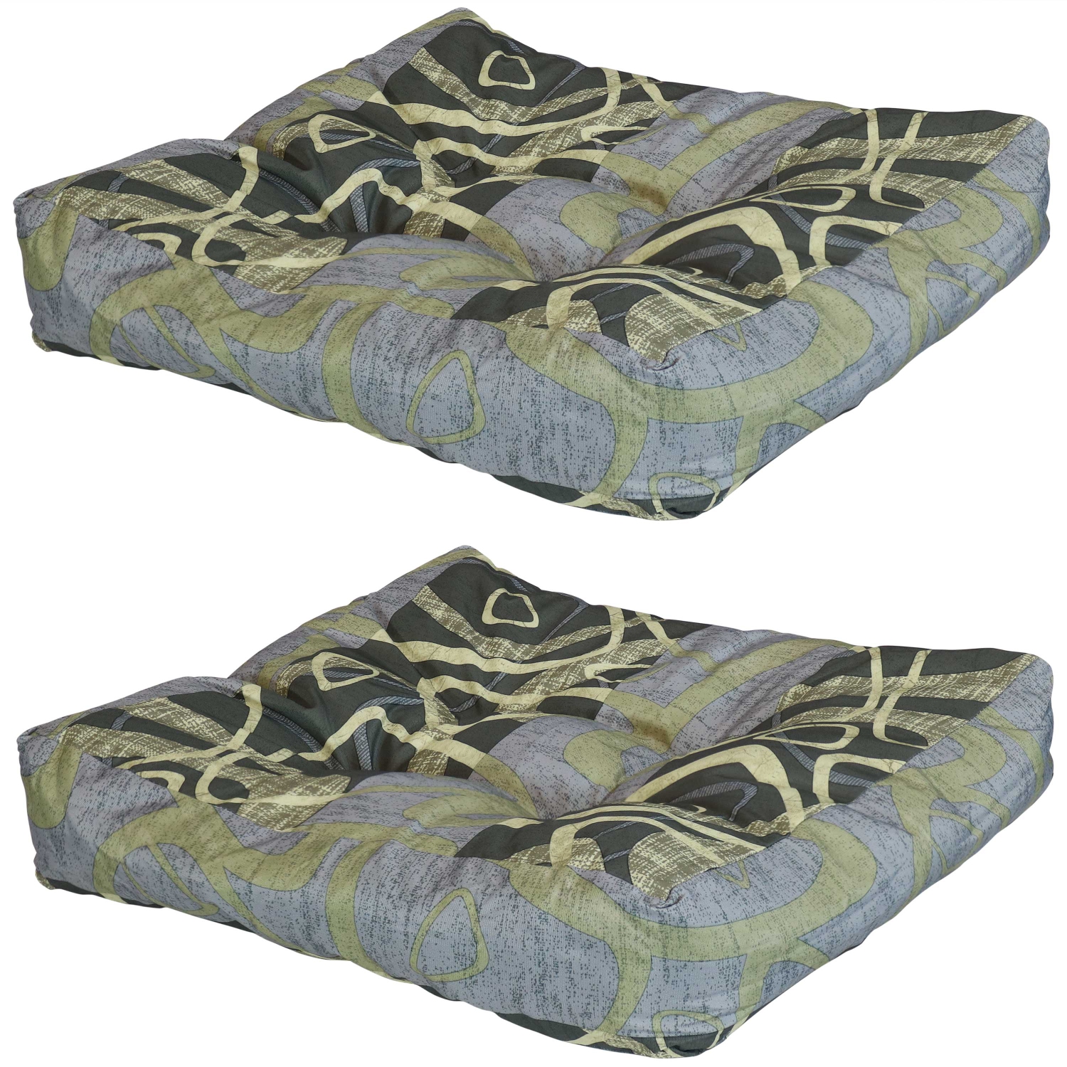 Sunnydaze Outdoor Square Tufted Seat Cushion - Modern Jazz - Set of 2