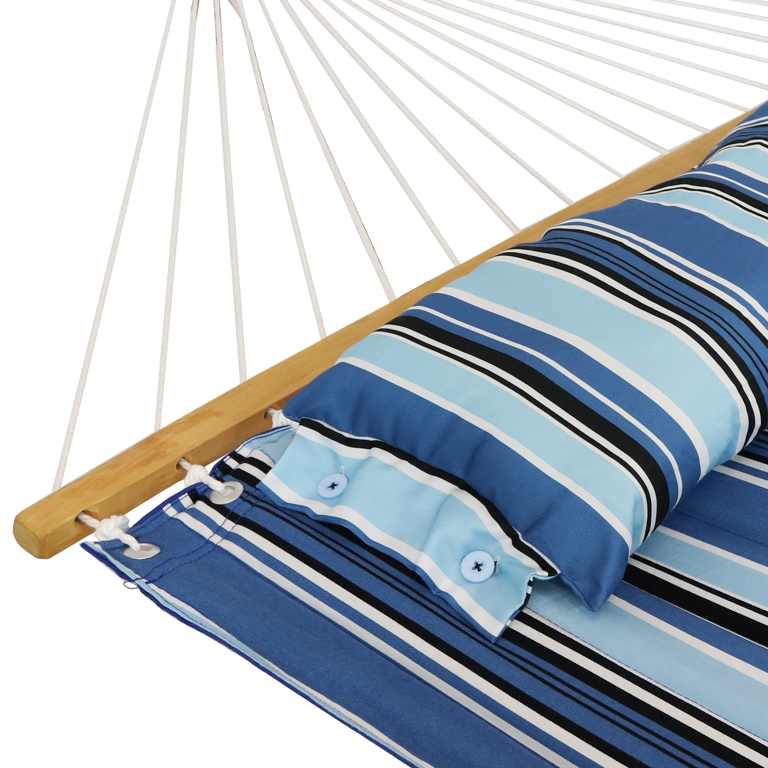 Sunnydaze 2-Person Quilted Hammock with Universal Steel Stand - Misty Beach