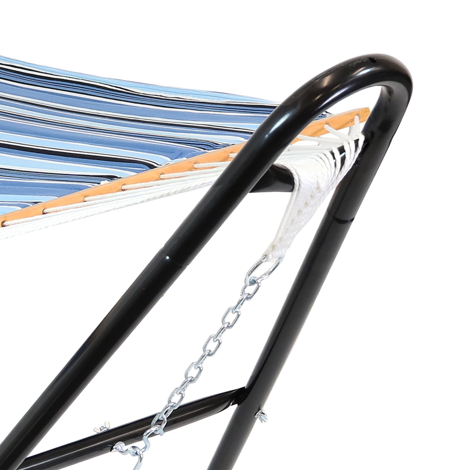 Sunnydaze 2-Person Quilted Hammock with Universal Steel Stand - Misty Beach