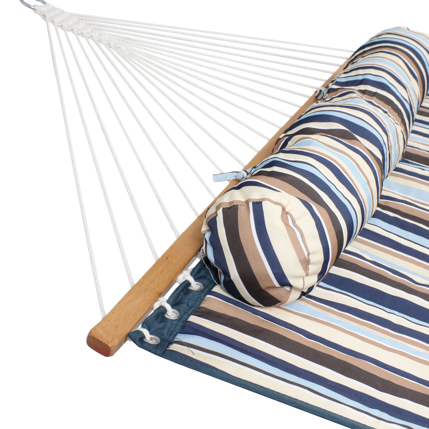 Sunnydaze Large Quilted Fabric Hammock with Steel Stand and Pillow - Ocean