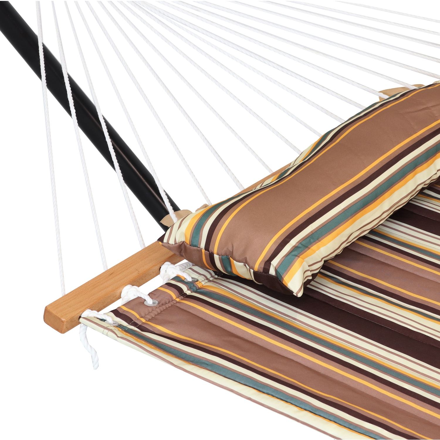 Sunnydaze 2-Person Quilted Fabric Hammock with Steel Stand - Sandy Beach