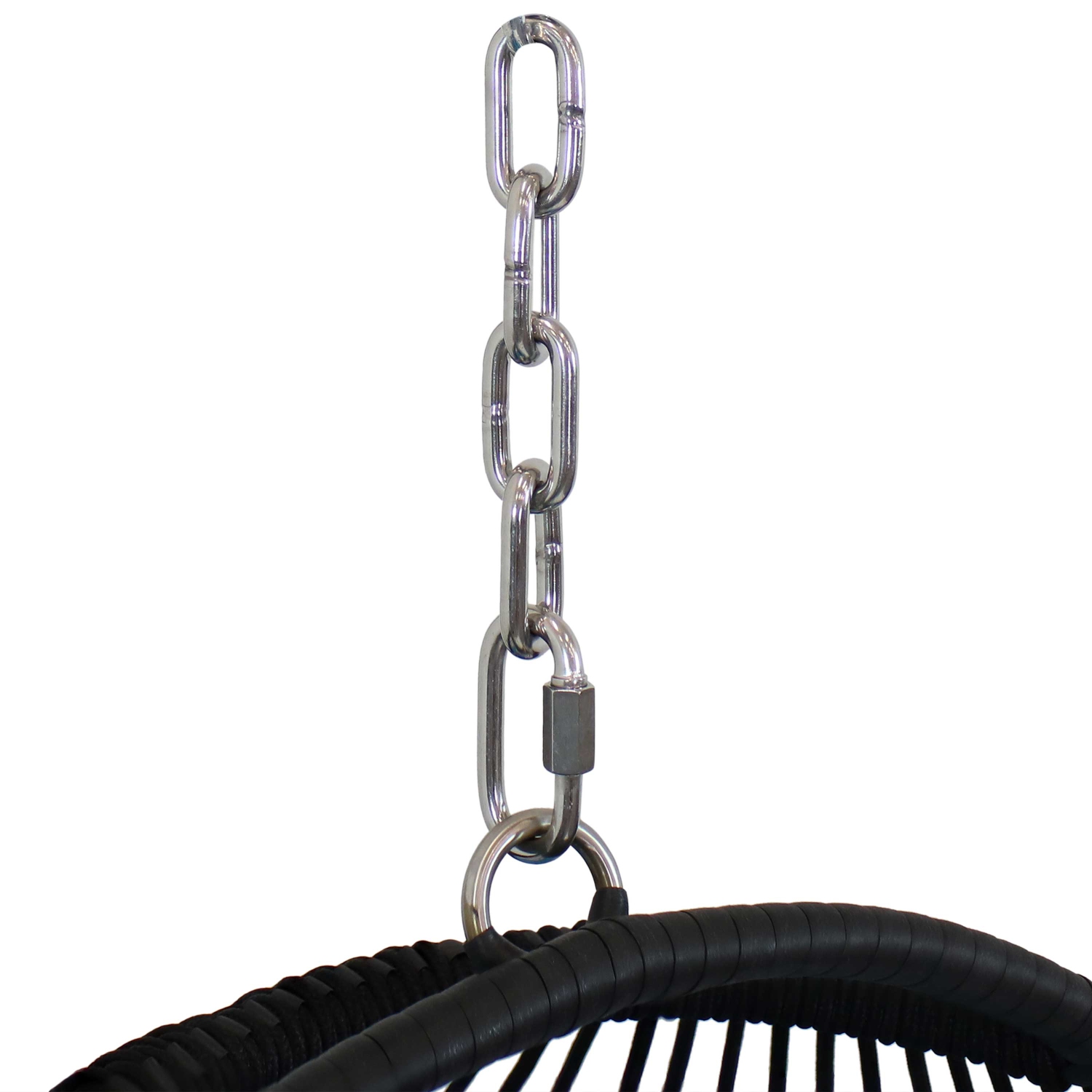 Sunnydaze Black Polyethylene Wicker Hanging Egg Chair with Cushions - Blue