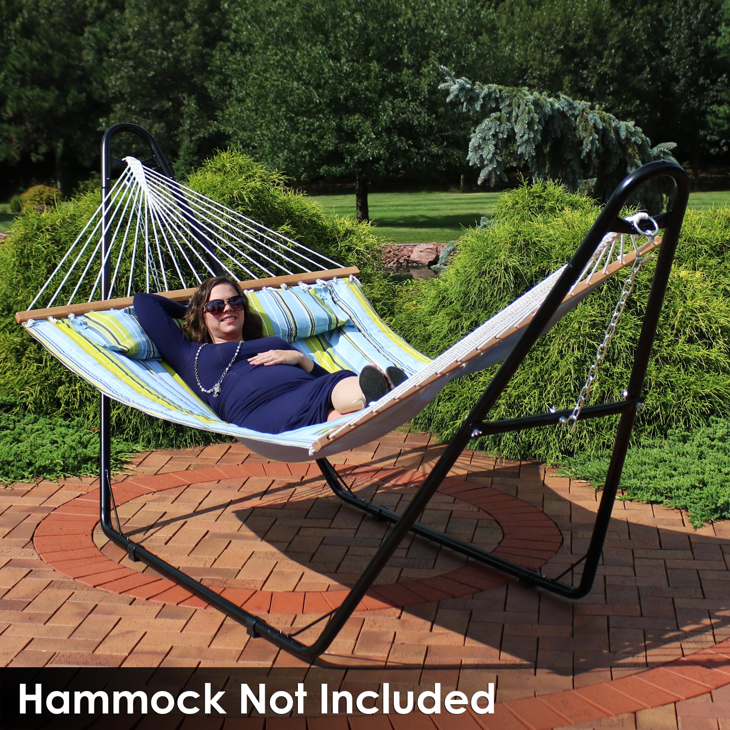 Sunnydaze Powder-Coated Steel Universal Hammock Stand - Black - 124 in