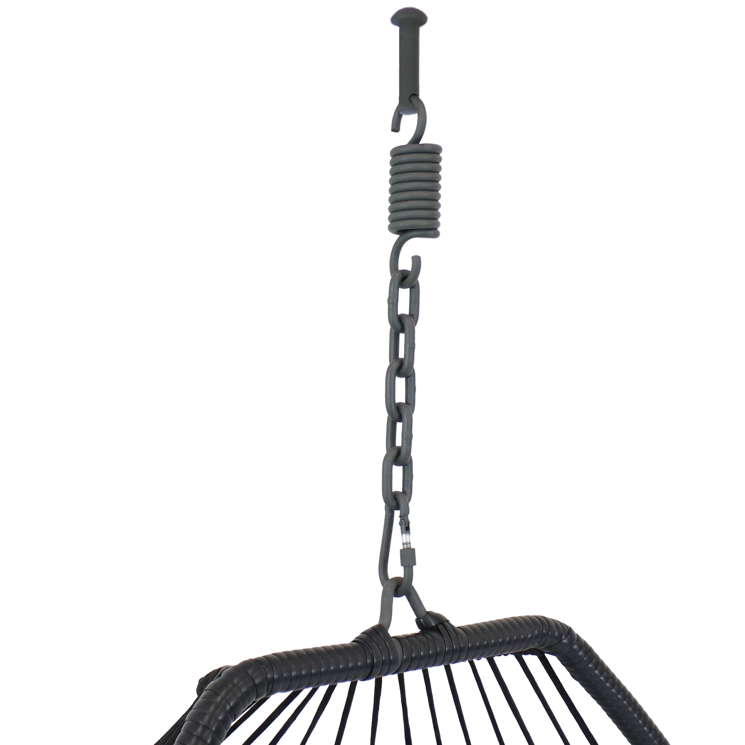 Sunnydaze Resin Wicker Hanging Egg Chair with Polyester Cushions - Blue