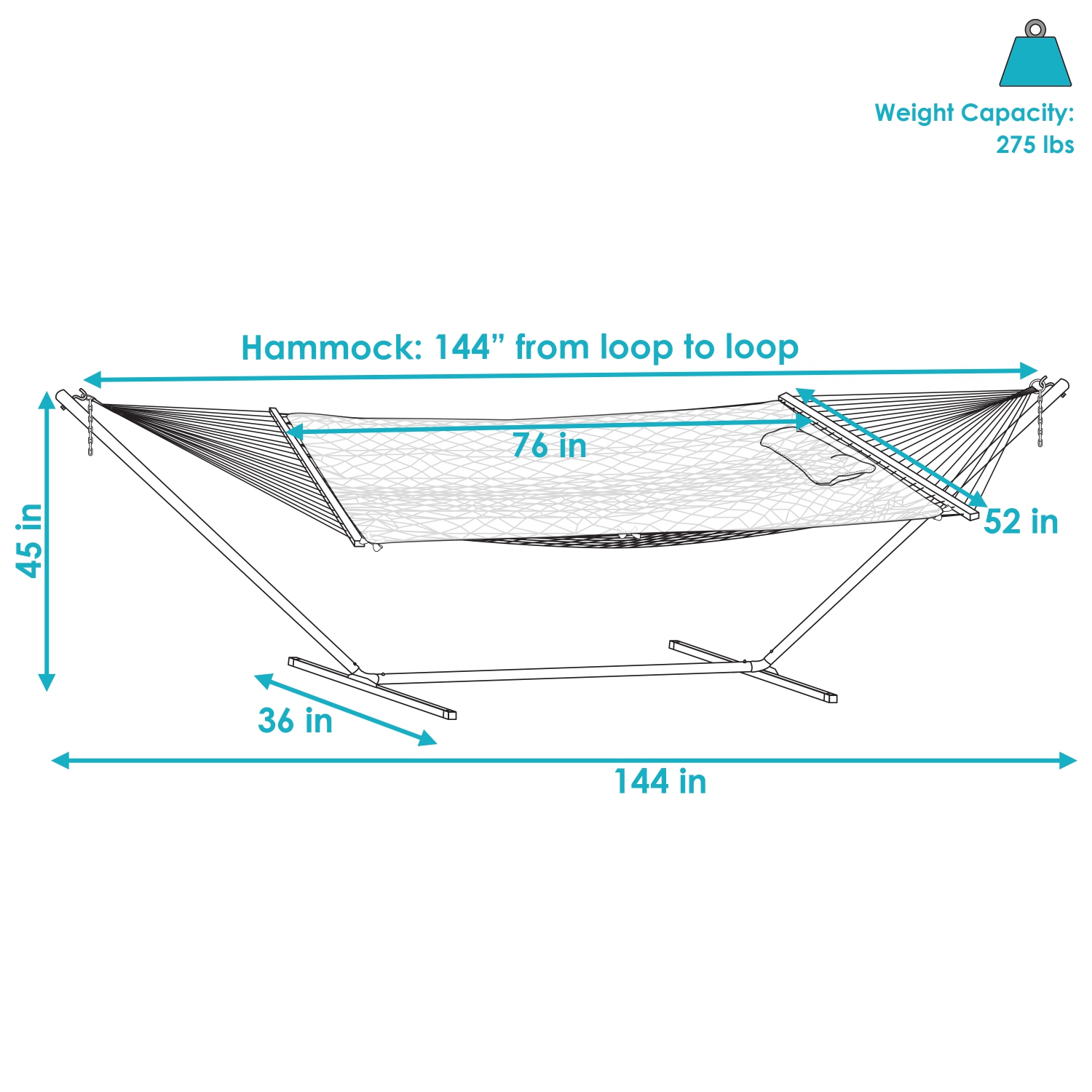 Sunnydaze 2-Person Rope Hammock with Steel Stand and Pad/Pillow - Desert