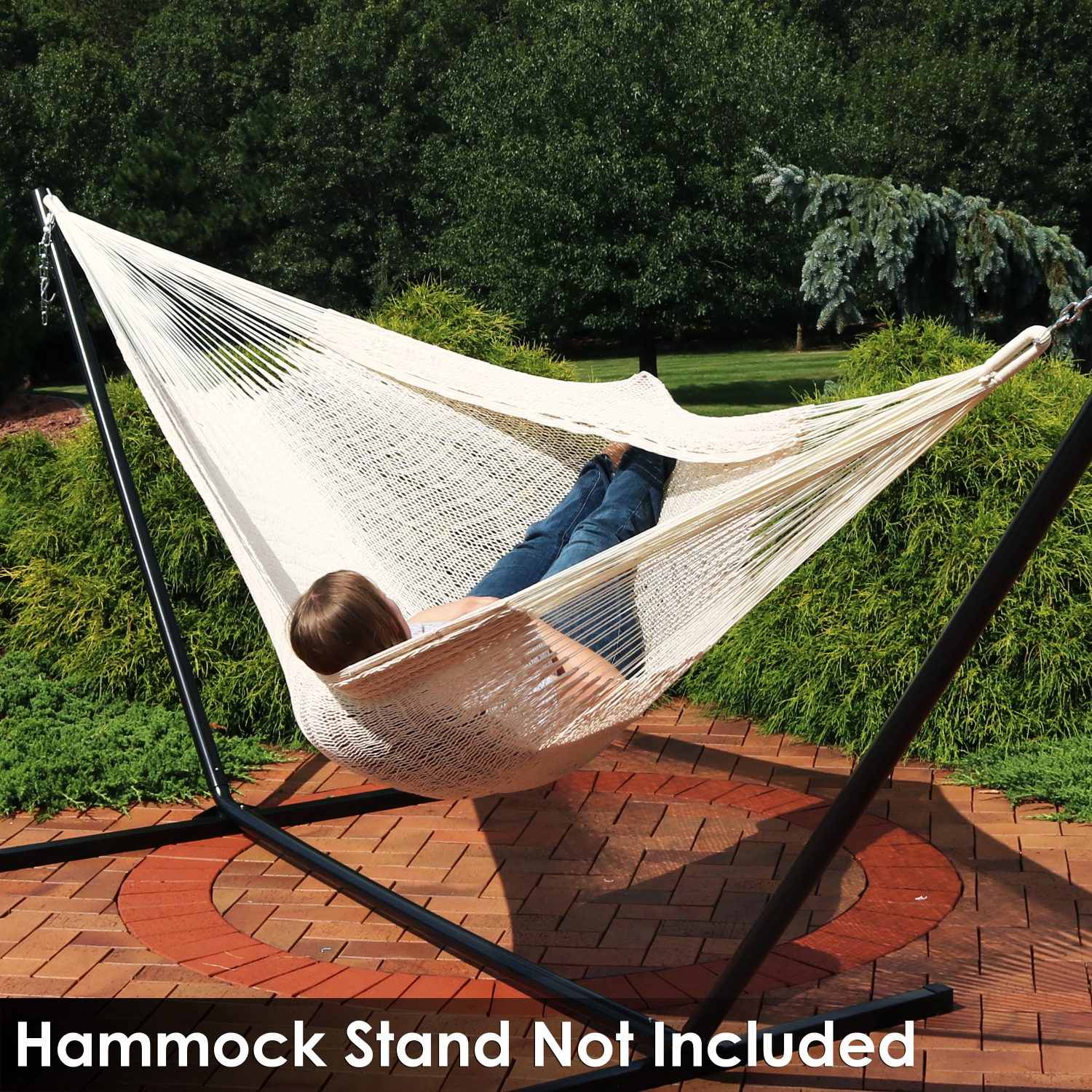 Sunnydaze 2-Person Cotton and Nylon Woven Fabric Hammock - Natural