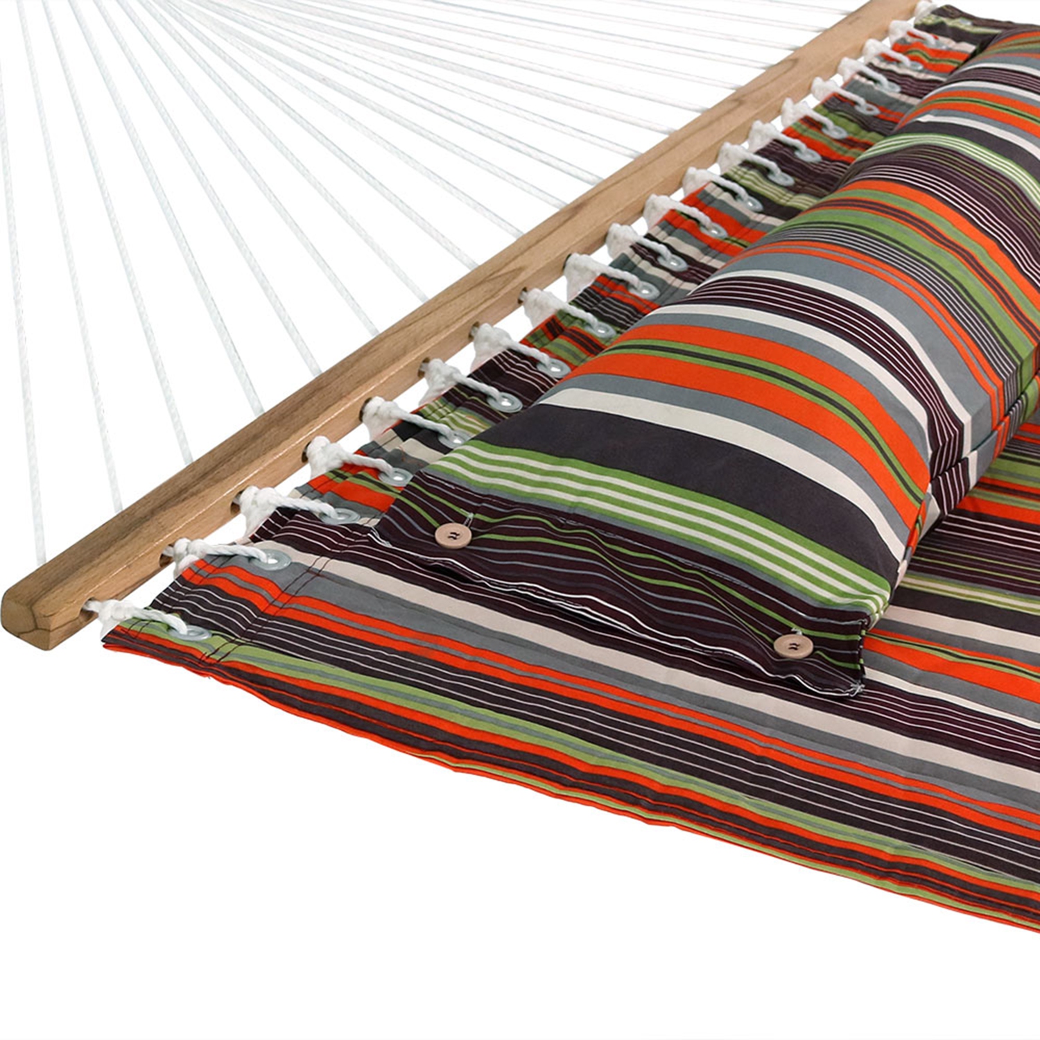 Sunnydaze Large Quilted Hammock with Spreader Bars and Pillow - Sunset