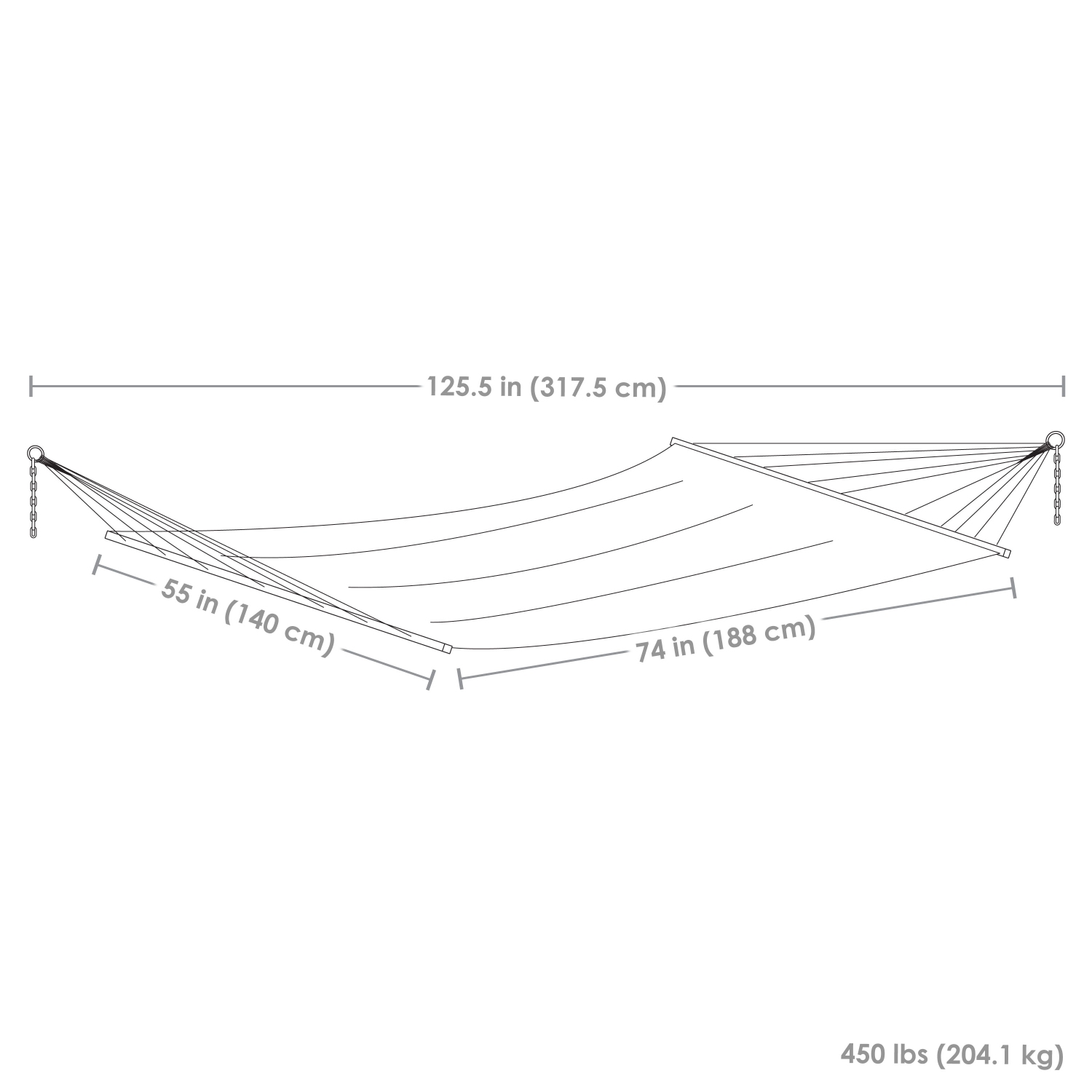 Sunnydaze Large Quilted Hammock with Spreader Bar and Pillow - Ocean Isle