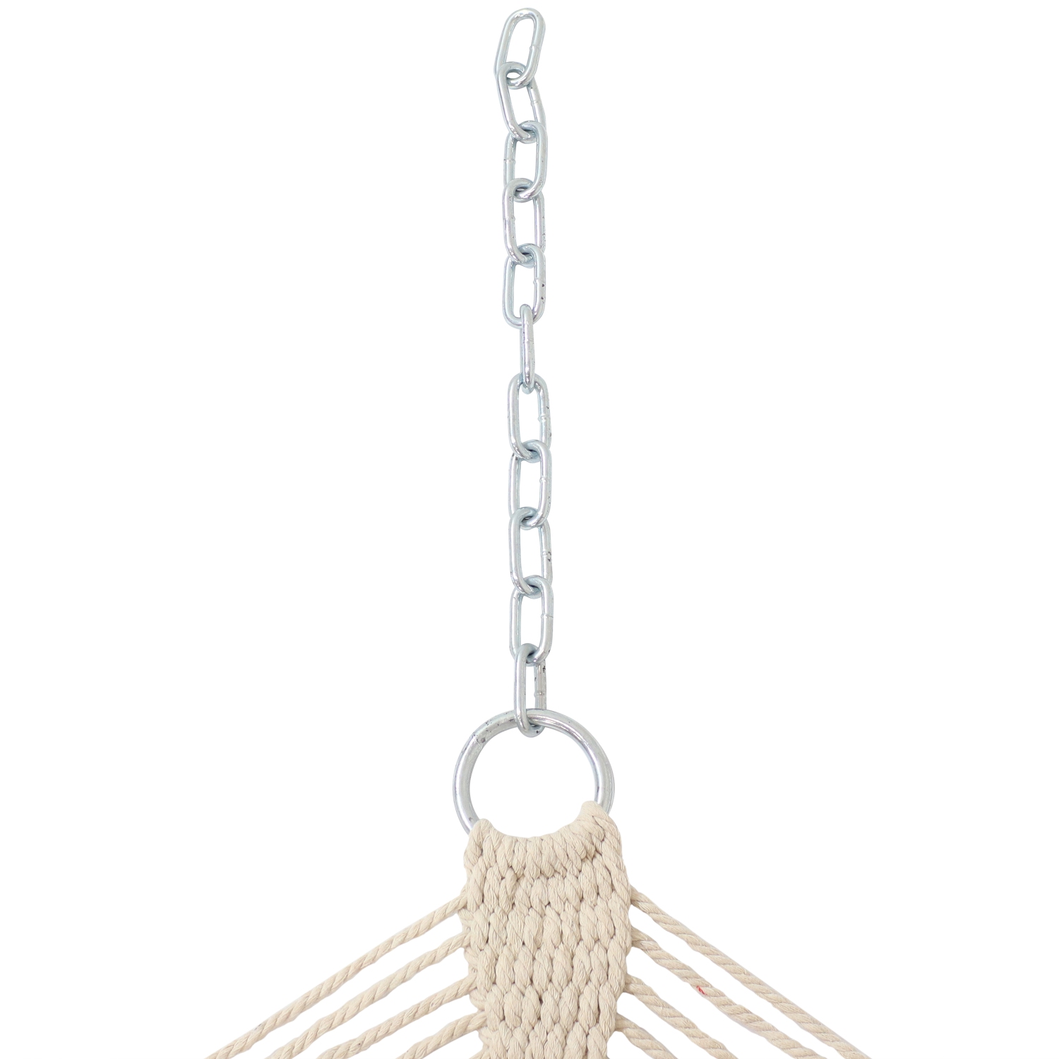 Sunnydaze 2-Person Cotton Rope Hammock with Spreader Bars - Natural