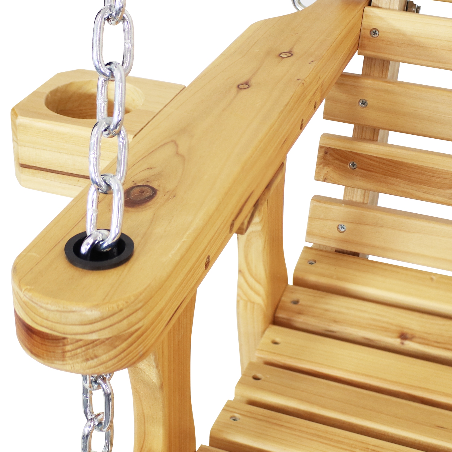 Sunnydaze 2-Person Wooden Porch Swing with Armrests/Chains - Traditional