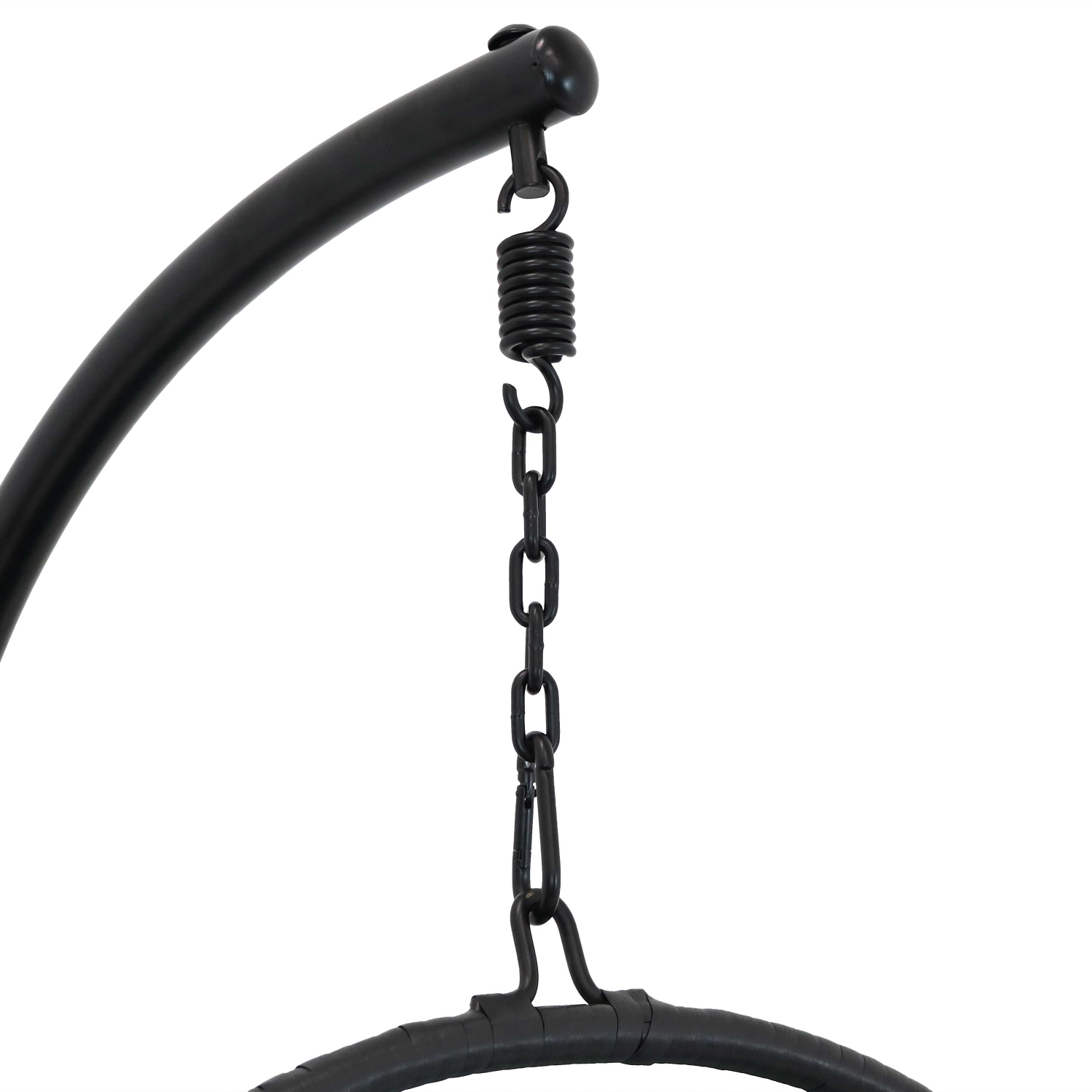 Sunnydaze Resin Wicker Hanging Egg Chair with Steel Stand/Cushions - Gray