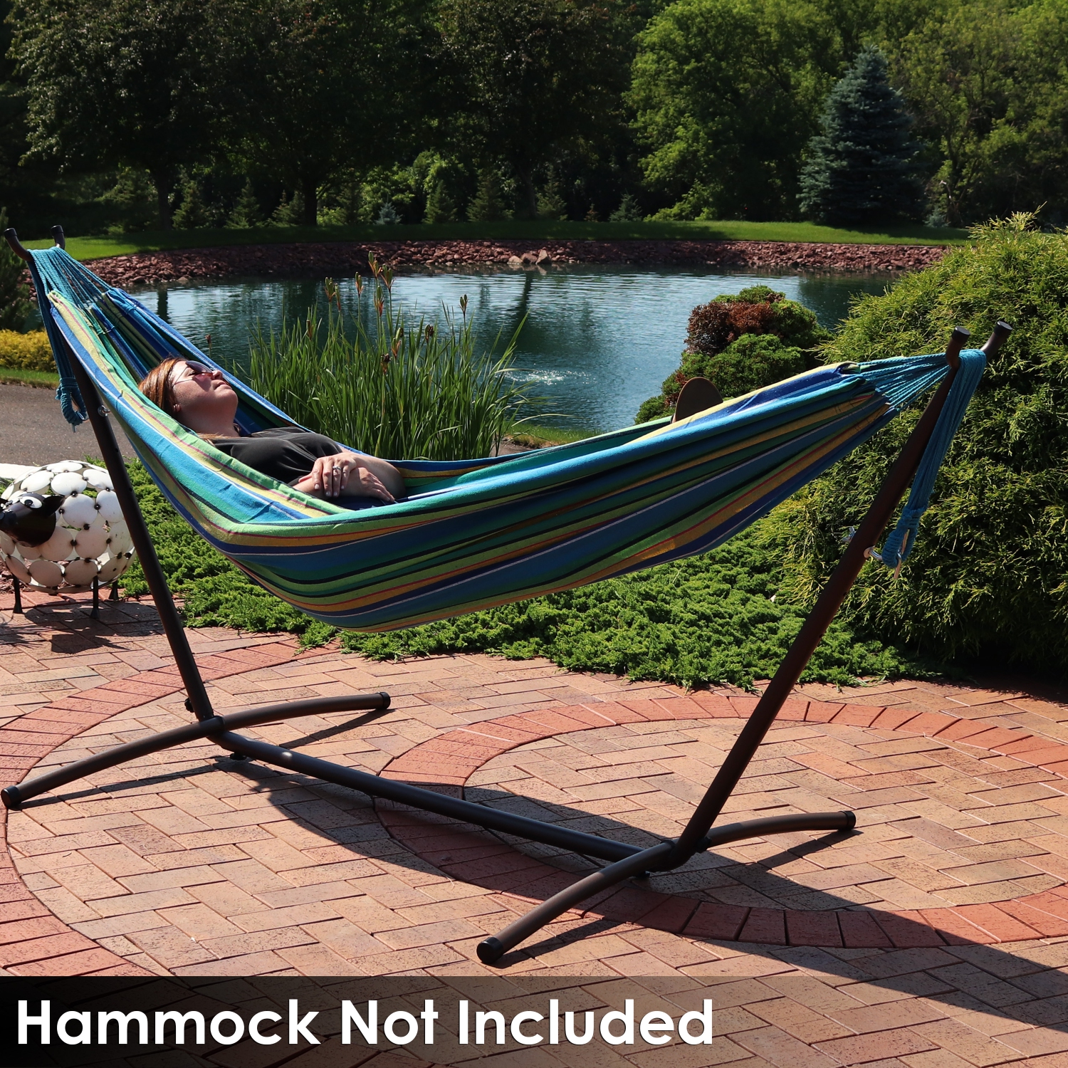 Sunnydaze Steel Hammock Stand with Carrying Case - Black - 100 in