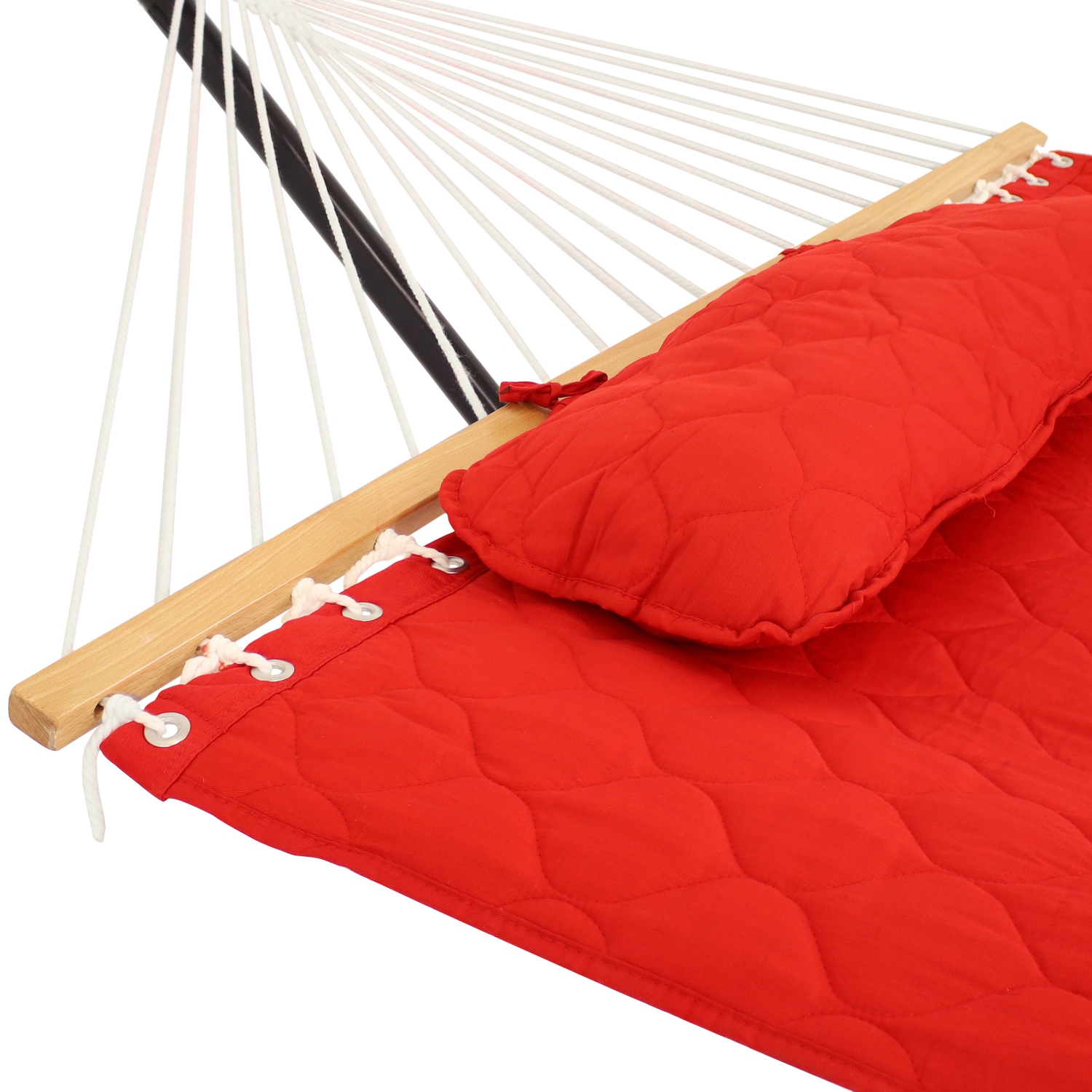 Sunnydaze 2-Person Quilted Fabric Hammock with Steel Stand - Red