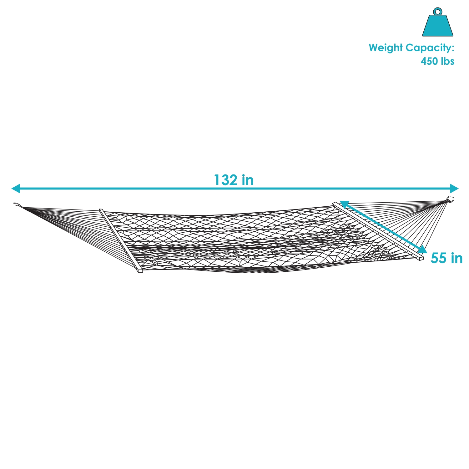 Sunnydaze Large Polyester Rope Hammock with Spreader Bar and Pillow - Brown