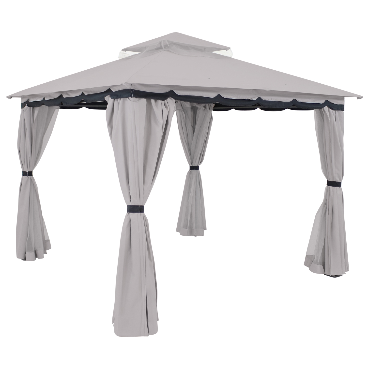 Sunnydaze 10 ft x 10 ft Soft Top Polyester Gazebo with Privacy Wall - Gray