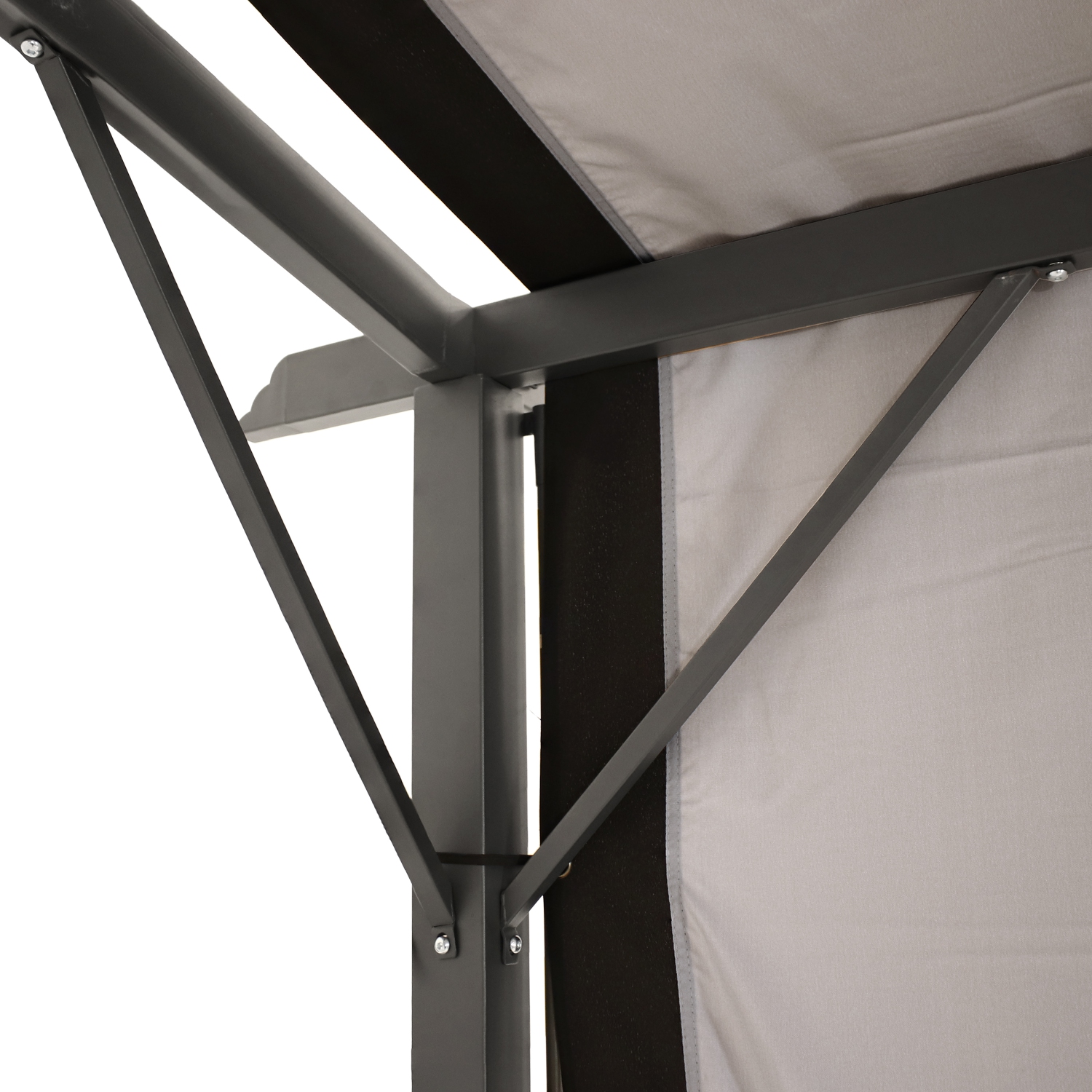 Sunnydaze 9 ft x 12 ft Metal Arched Pergola with Retractable Canopy - Gray