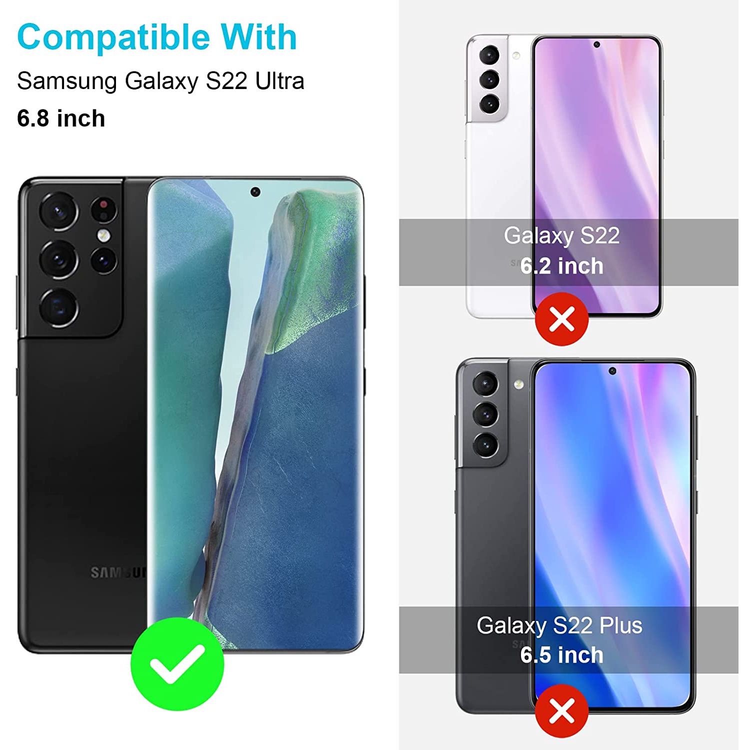 【2 Packs】 Protecteur d'objectif d'appareil photo en verre trempé ultra fin CSmart pour Samsung Galaxy S23 Ultra, noir