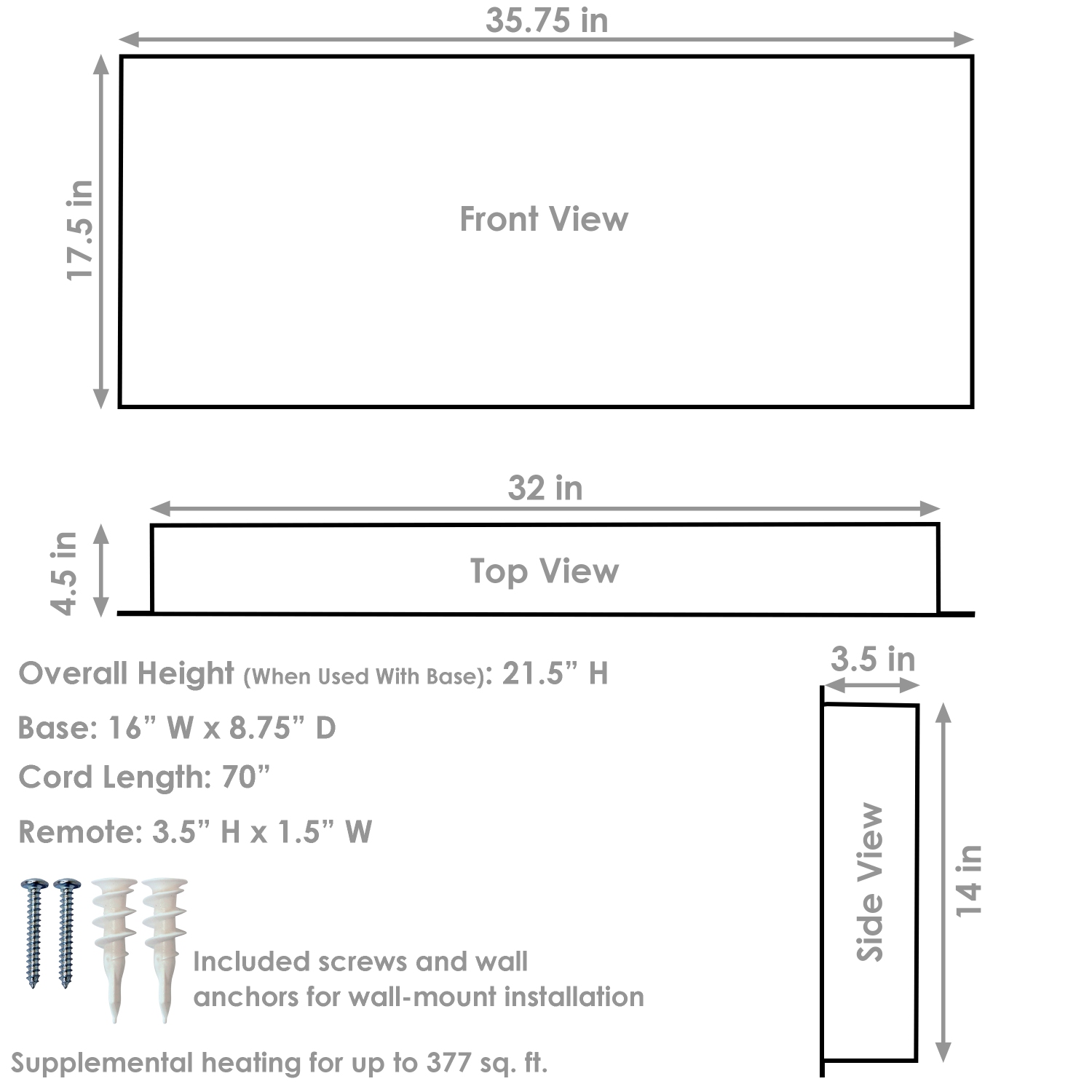 Sunnydaze – foyer électrique autonome ou mural incurvé 35,75 po