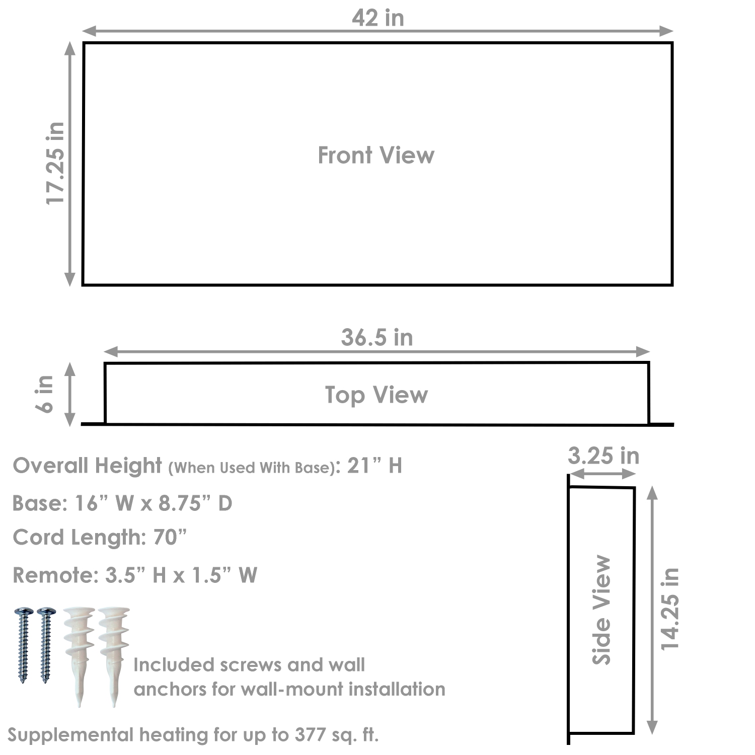 Sunnydaze – Support mural courbé de 42 po ou foyer électrique autonome