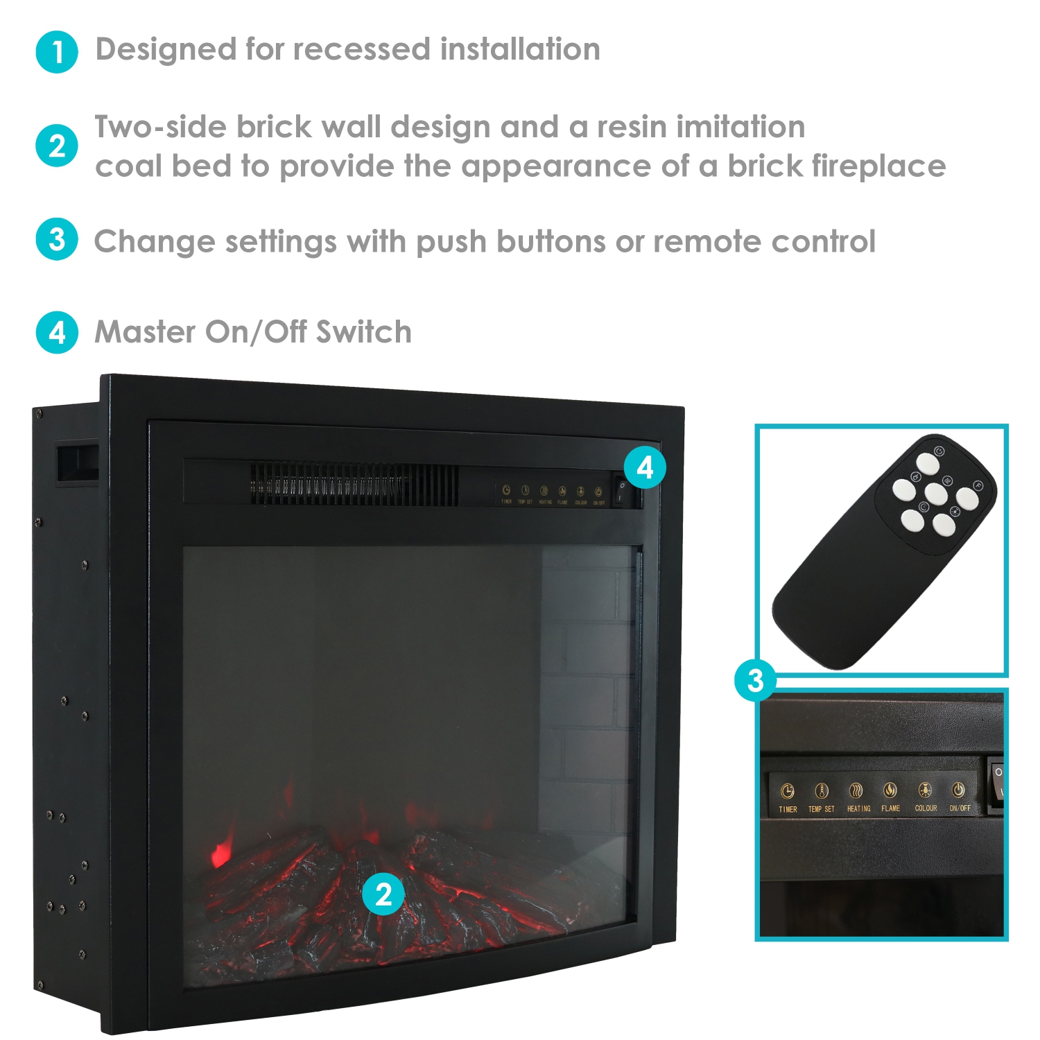 Sunnydaze 23 in Cozy Warmth Indoor Electric Fireplace Insert - Black