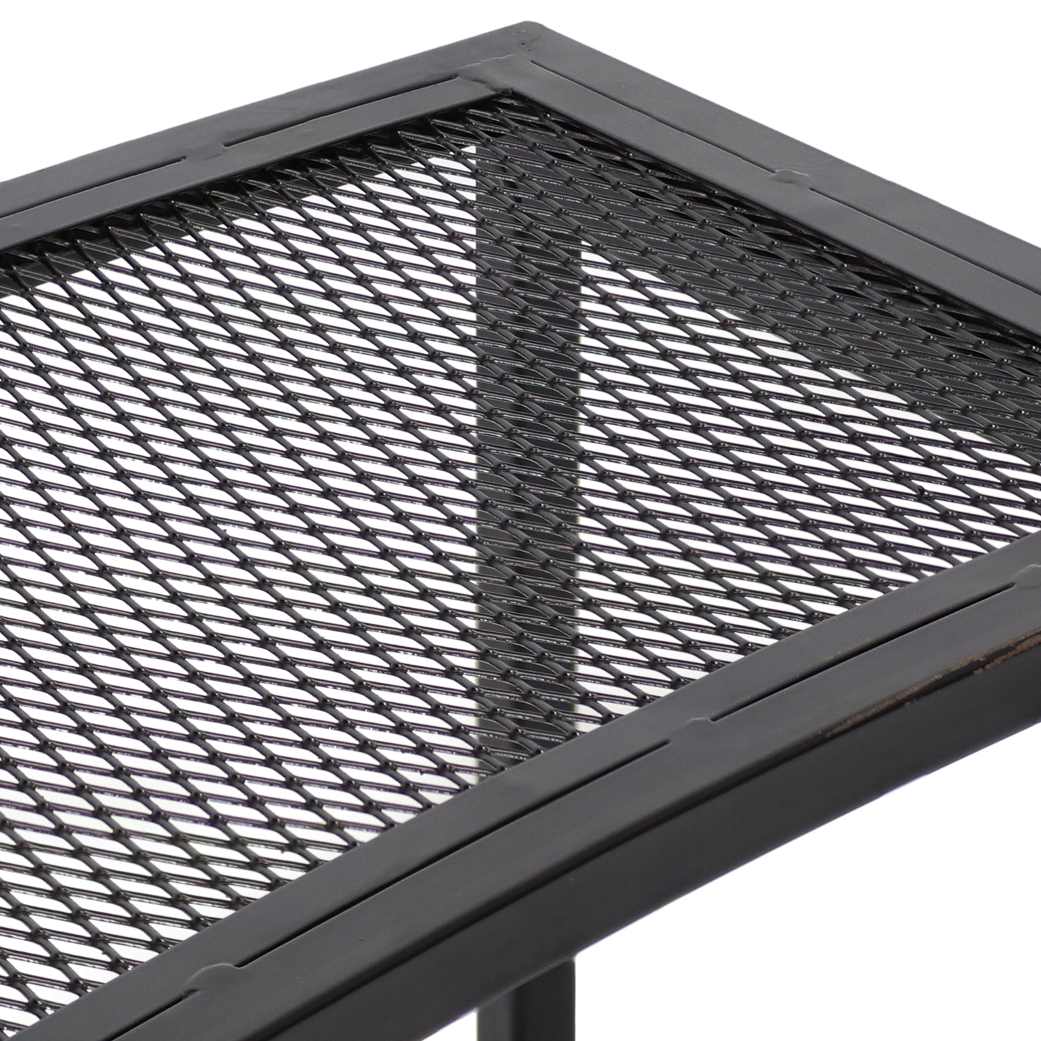 Sunnydaze Mesh Metal Patio Curved Fire Pit Bench - Black - Set of 2