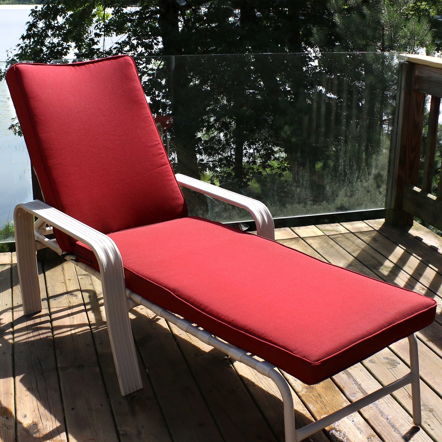 Sunnydaze Indoor/Outdoor Olefin Chaise Lounge Chair Cushion - Red