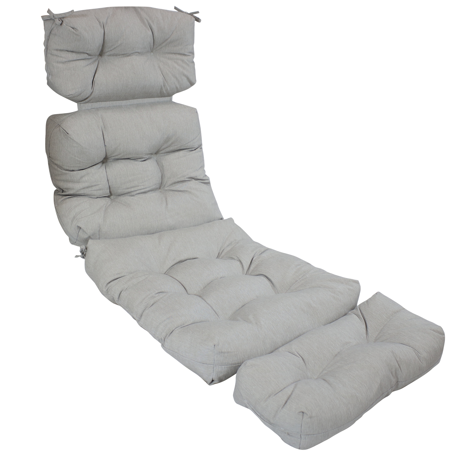Sunnydaze Indoor/Outdoor Olefin Tufted Chaise Lounge Chair Cushions - Gray