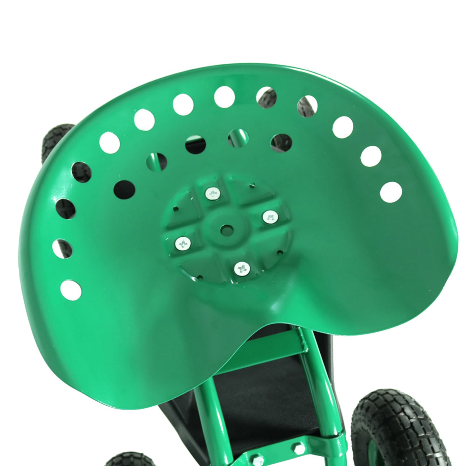 Sunnydaze Steel Rolling Garden Cart with Swivel Steering/Tray - Green