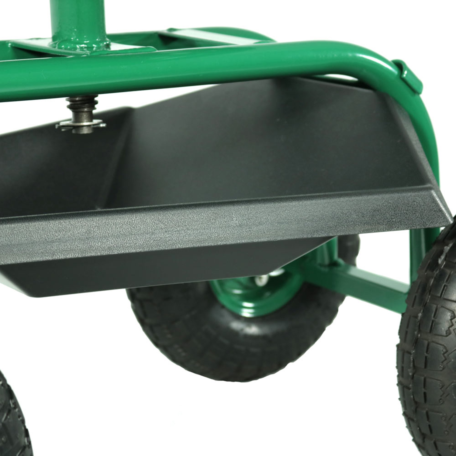 Sunnydaze Steel Rolling Garden Cart with Swivel Steering/Tray - Green