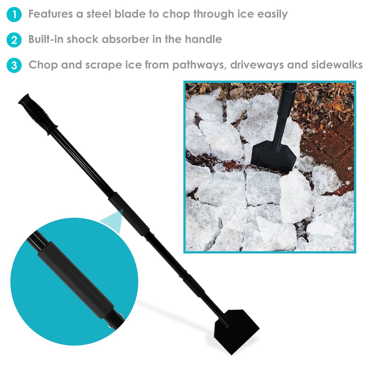 CASL Brands Extra-Thick Steel Shock-Absorbing Ice Chopper and Scraper