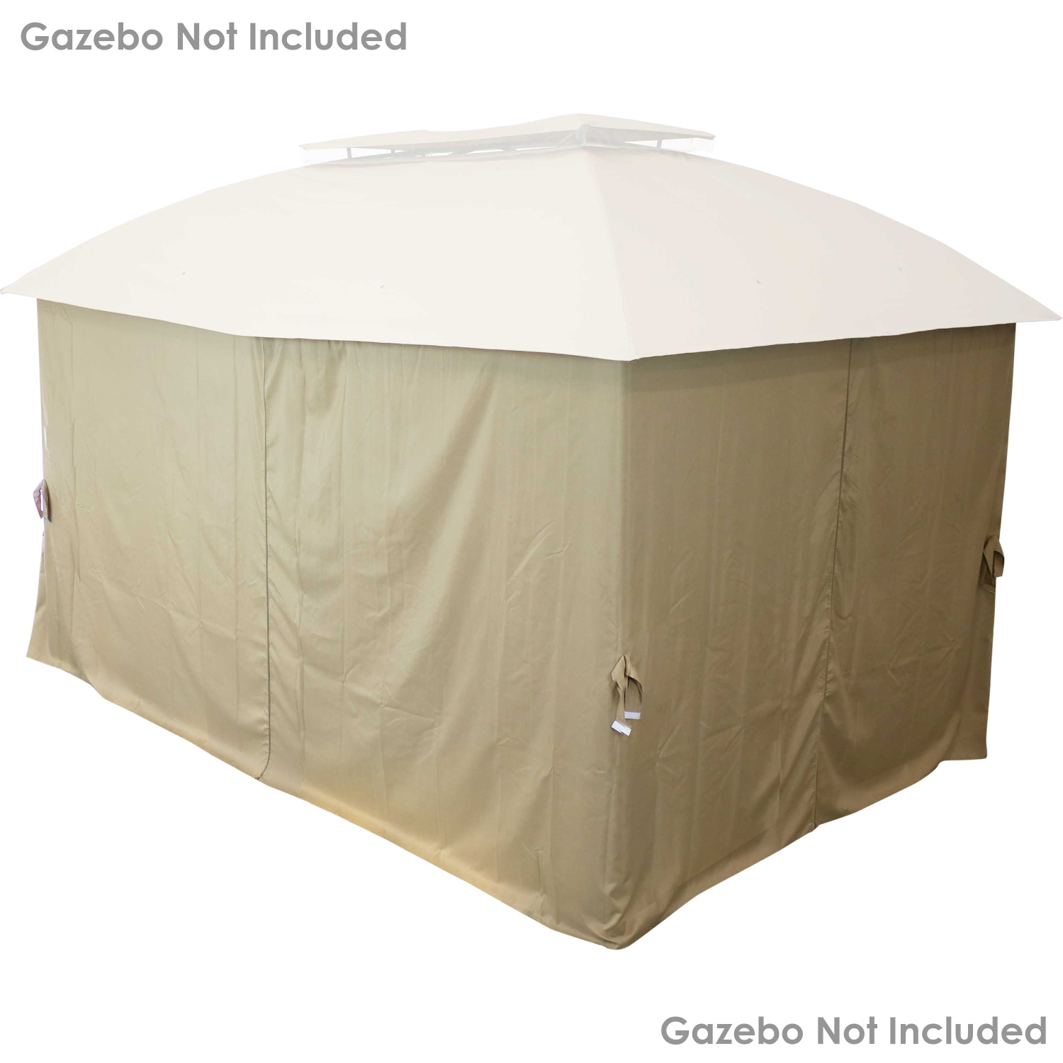 Sunnydaze 4-Piece 10 x 13 ft Polyester Gazebo Sidewall Curtain Set - Tan