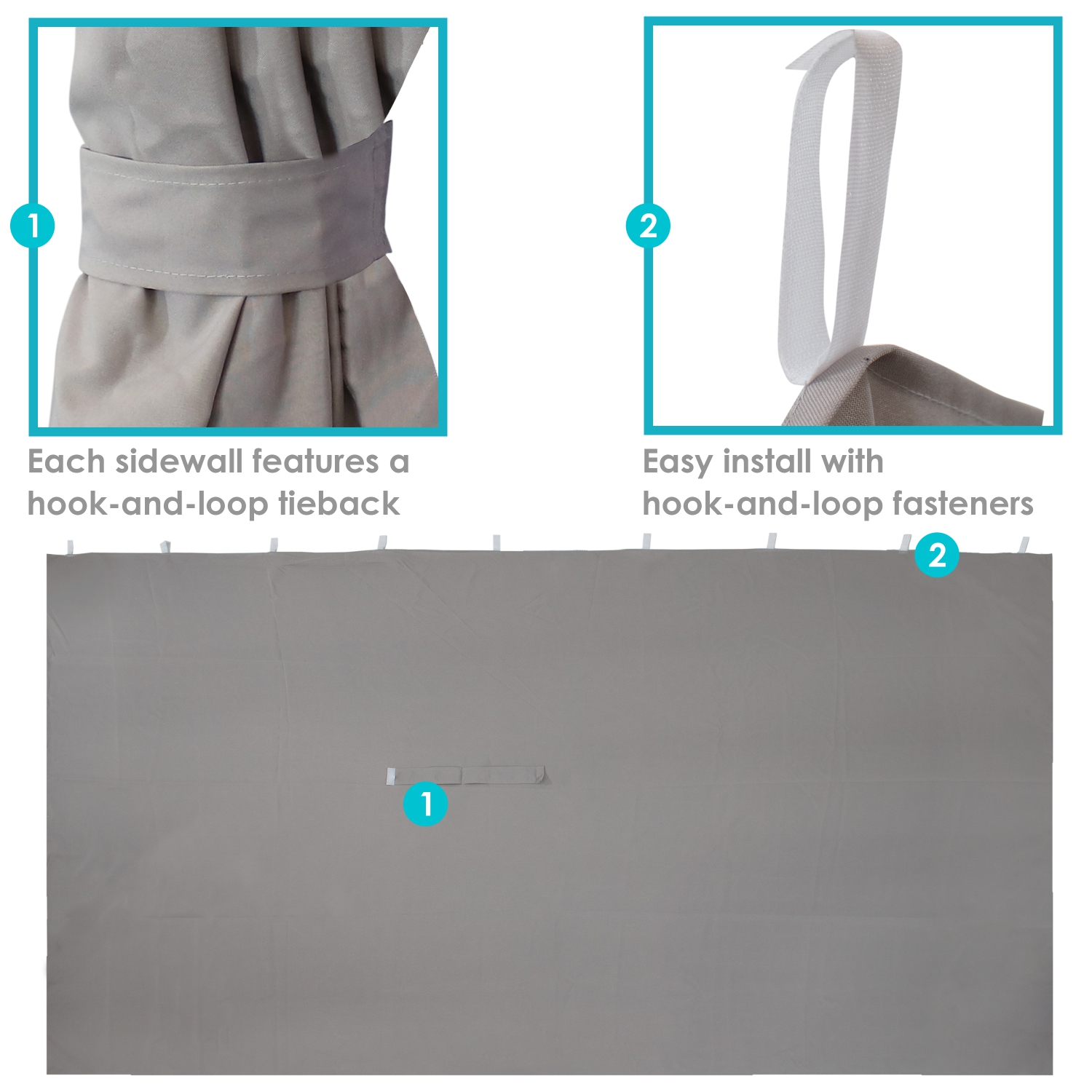 Sunnydaze 4-Piece 10 x 13 ft Polyester Gazebo Sidewall Curtain Set - Gray