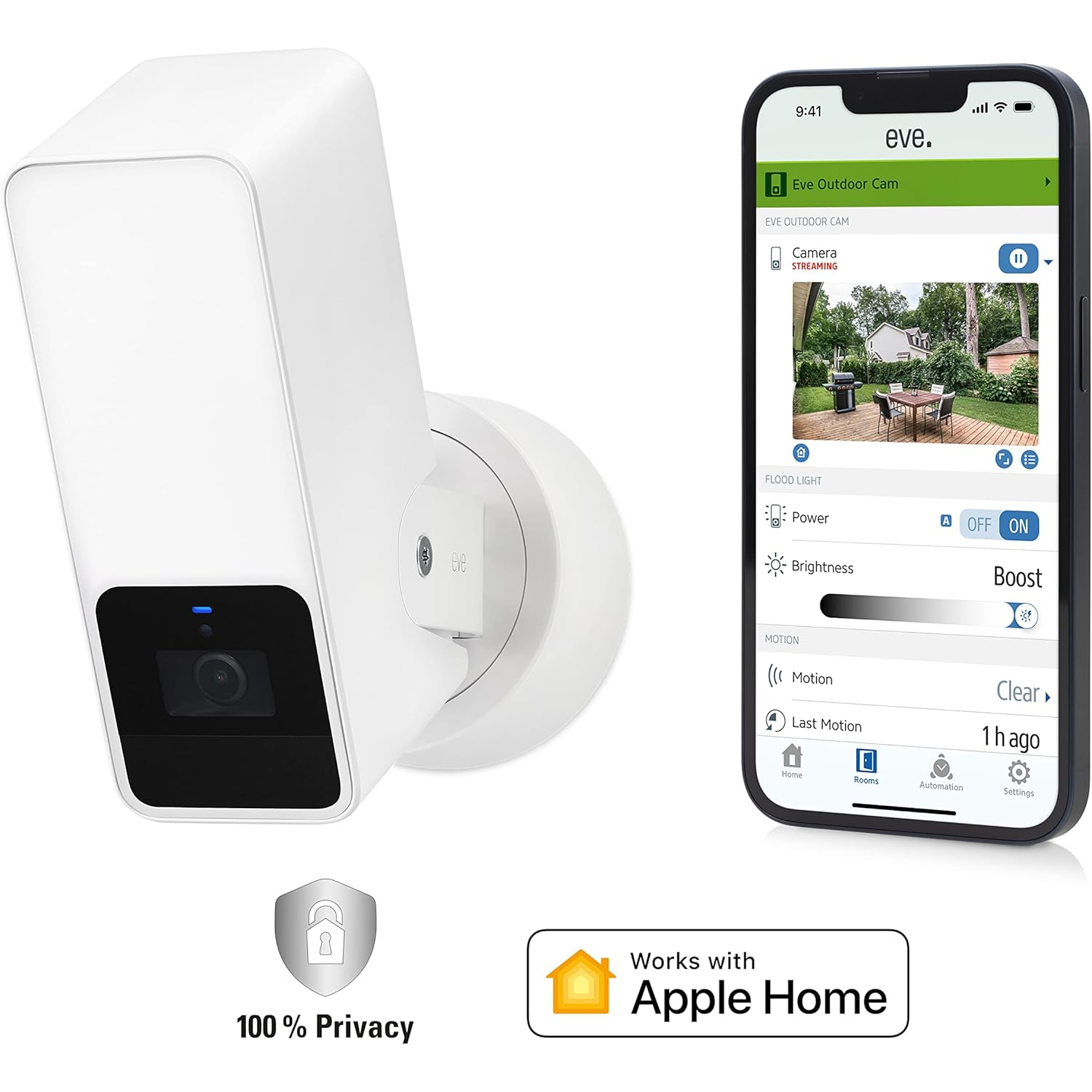 Eve Outdoor Cam 1080p Secure Floodlight Camera with Night Vision