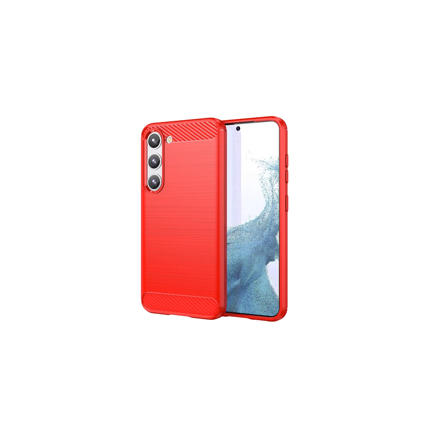 PANDACO Red Brushed Metal Case for Samsung Galaxy S23