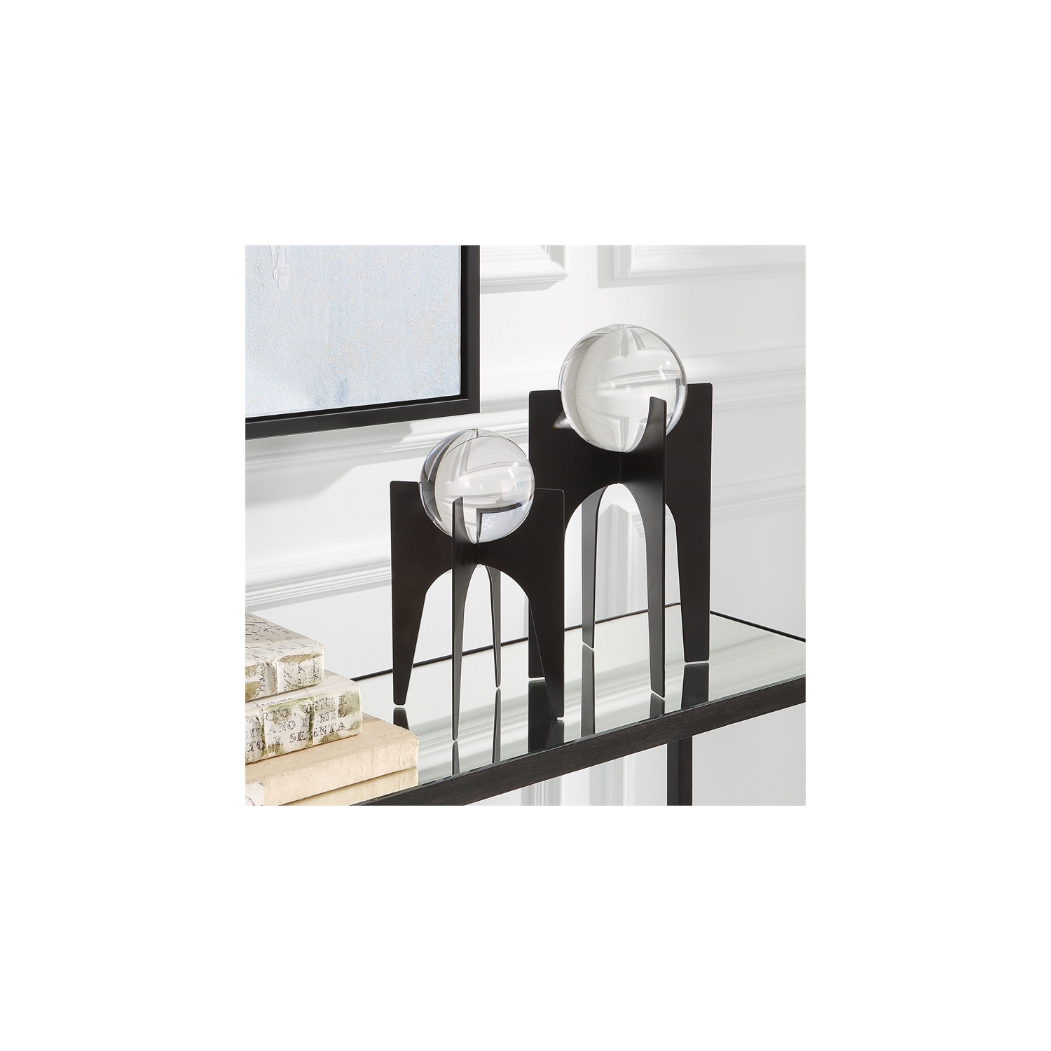 Uttermost Ellianna Contemporary Crystal and Metal Spheres in Black