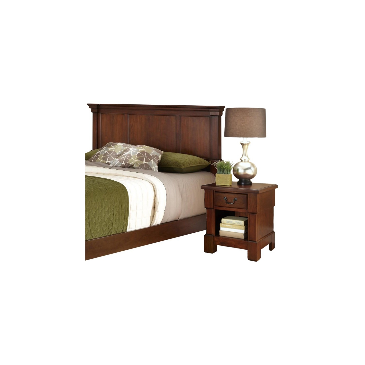 Homestyles – tête de lit et table de chevet en bois Aspen pour très grand lit, brun