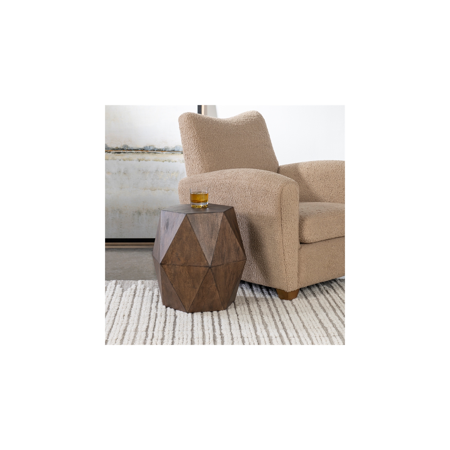 Uttermost Volker Contemporary Wood Geometric Accent Table in Woodtone Brown