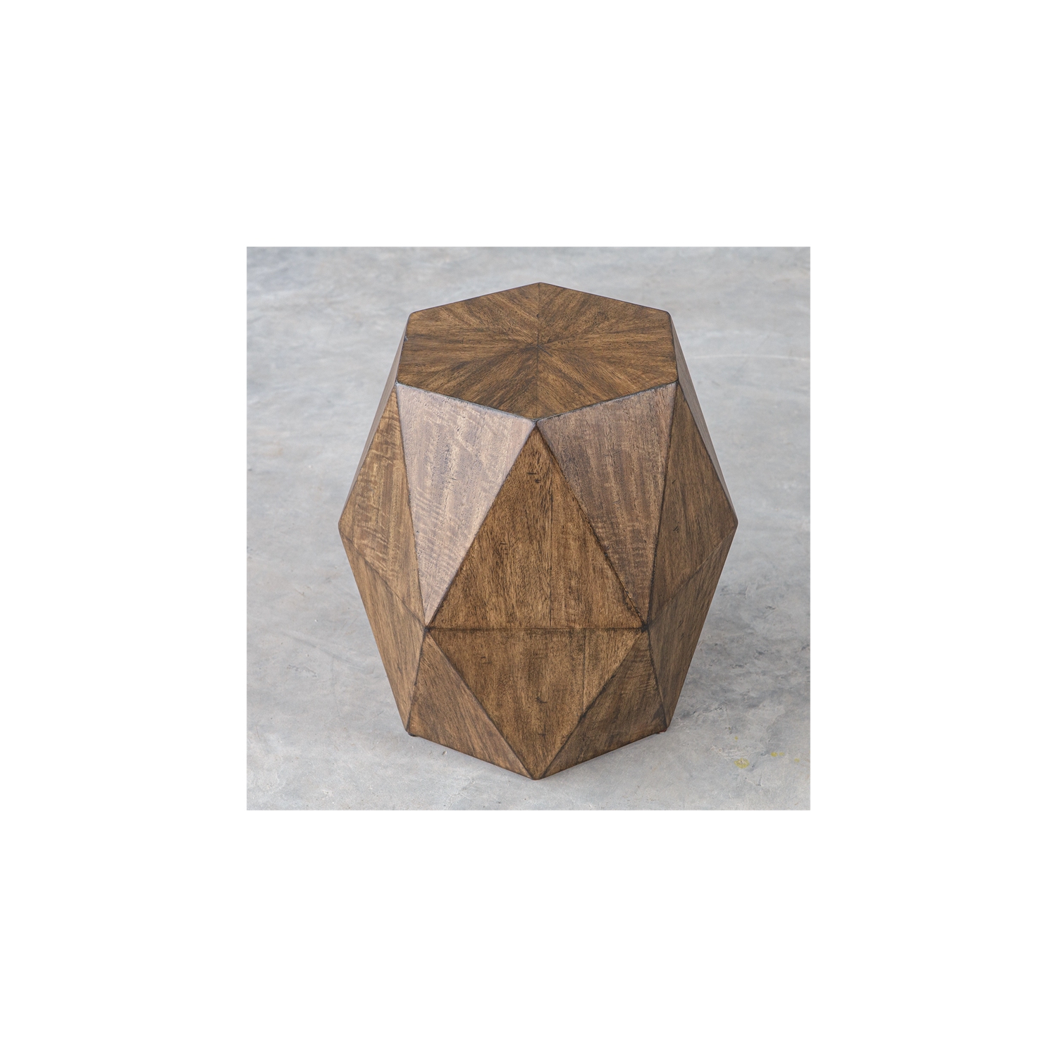 Uttermost Volker Contemporary Wood Geometric Accent Table in Woodtone Brown