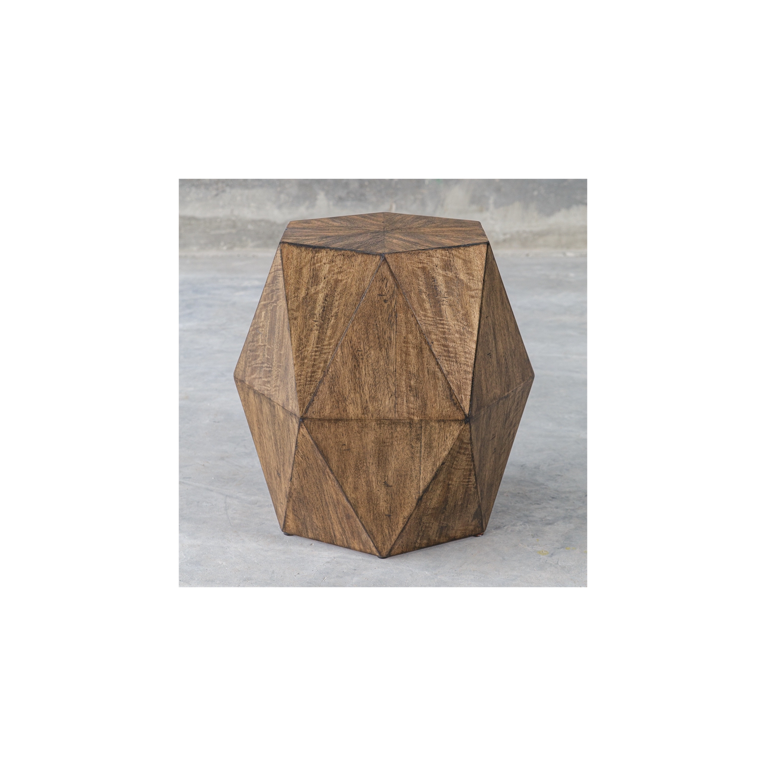 Uttermost Volker Contemporary Wood Geometric Accent Table in Woodtone Brown